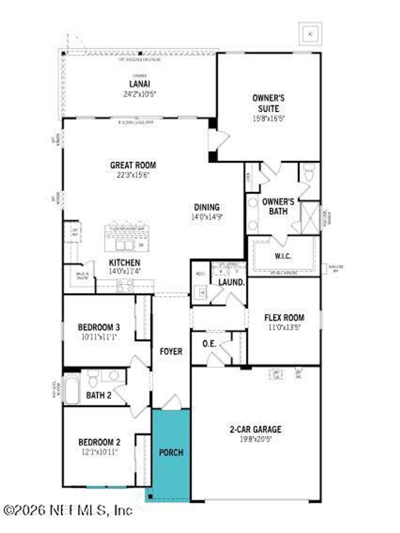 2D floor plan layout of this home in Sandridge Hills, Green Cove Springs, FL (Image 2).
