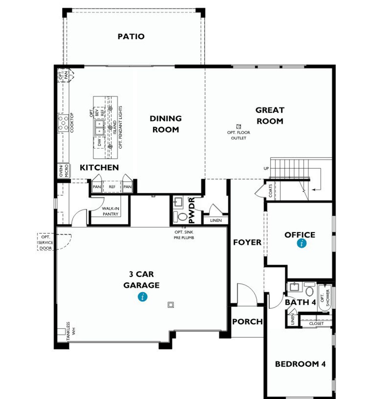 2D floor plan layout for the 5036 by Shea Homes in Skymark at Northpointe, Peoria, AZ (Image 2).