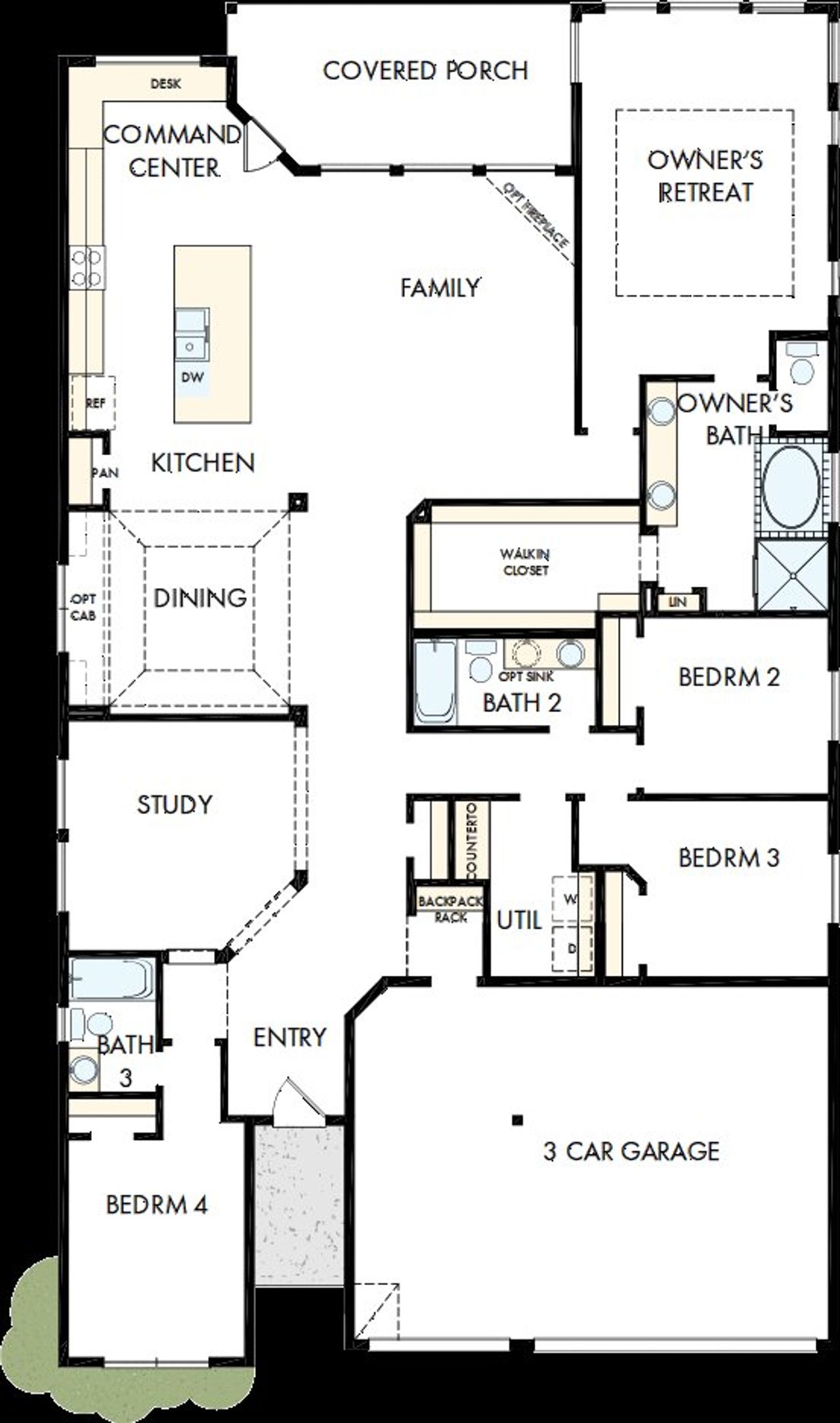 2D floor plan layout of this home in Brookewater 55’ Homesites, Rosenberg, TX (Image 2).