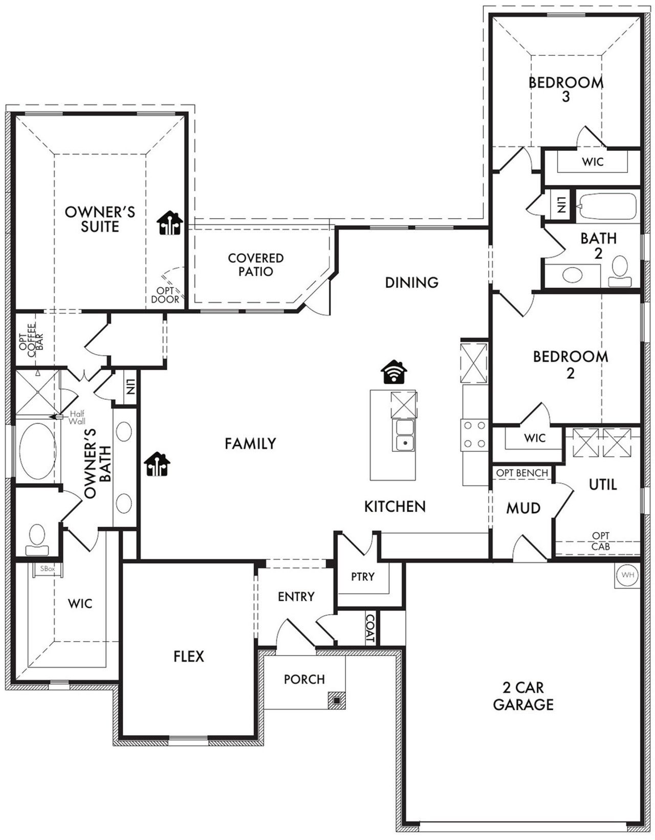 2D floor plan layout of this home in Still Water Lake Estates, Godley, TX (Image 2).