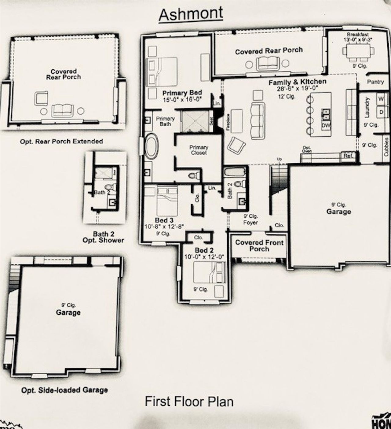 2D floor plan layout of this home in White Oak, Arlington, TN (Image 2).