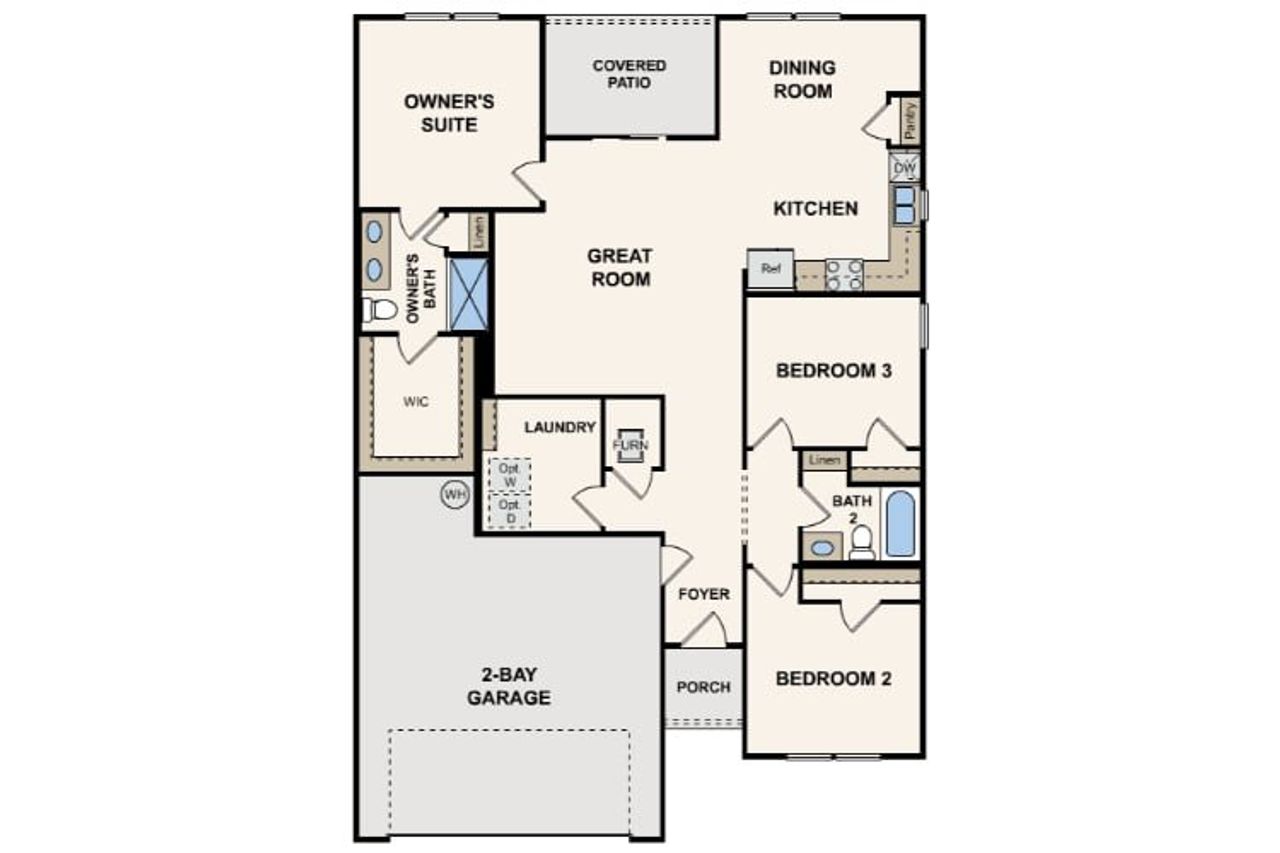 2D floor plan layout for the Belmont by Century Complete in Maple Ridge, Newton, NC (Image 2).