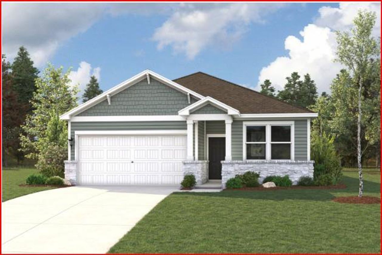 Front exterior of a new home in Evelyn, Austin, TX, highlighting curb appeal (Image 2).