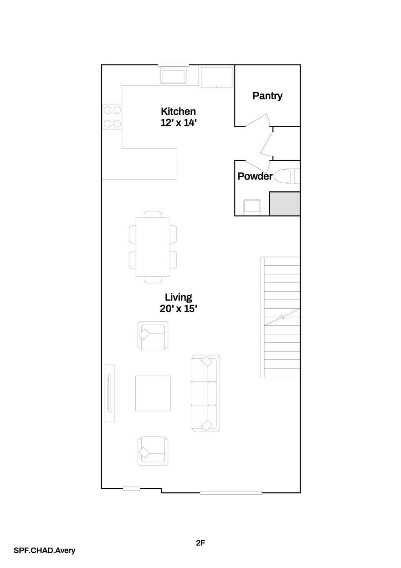 2D floor plan layout for the Avery by Legacy South Homes in The Chadwick, Nashville, TN (Image 2).