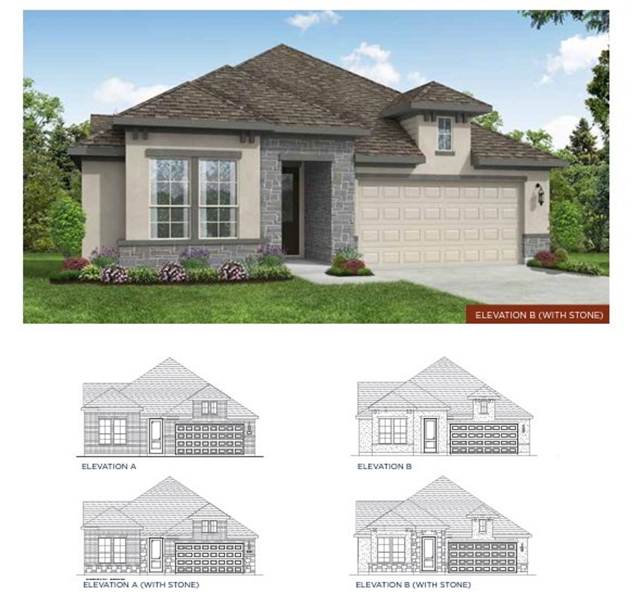 Representative exterior photo of a completed home built from the The Kyle by Liberty Home Builders in Barton Place, Cleveland, TX (Image 2). Representative exterior photo of a completed home built from the The Kyle by Liberty Home Builders in Barton Place, Cleveland, TX (Image 2).