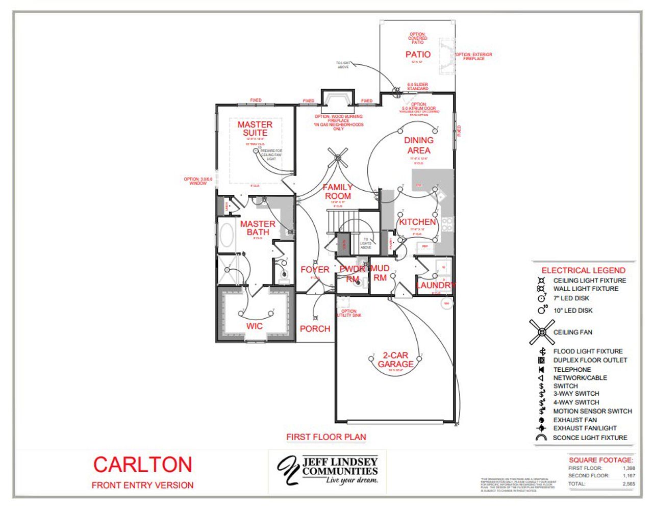 2D floor plan layout for the Carlton B by Jeff Lindsey Communities in Leverett Park, Newnan, GA (Image 2).