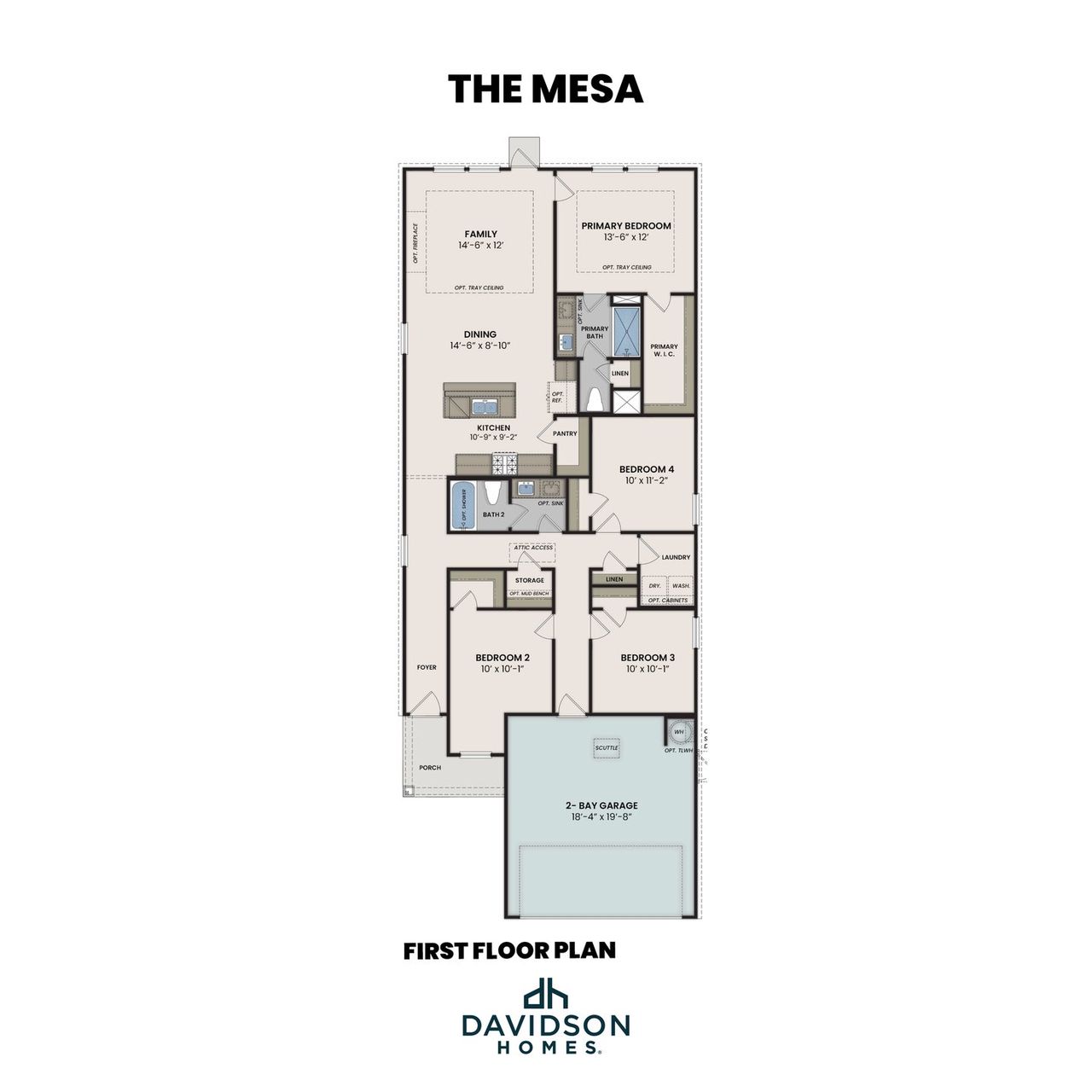 2D floor plan layout for the The Mesa A by Davidson Homes LLC in Fairway Crossing, Converse, TX (Image 2). 2D floor plan layout for the The Mesa A by Davidson Homes LLC in Fairway Crossing, Converse, TX (Image 2).