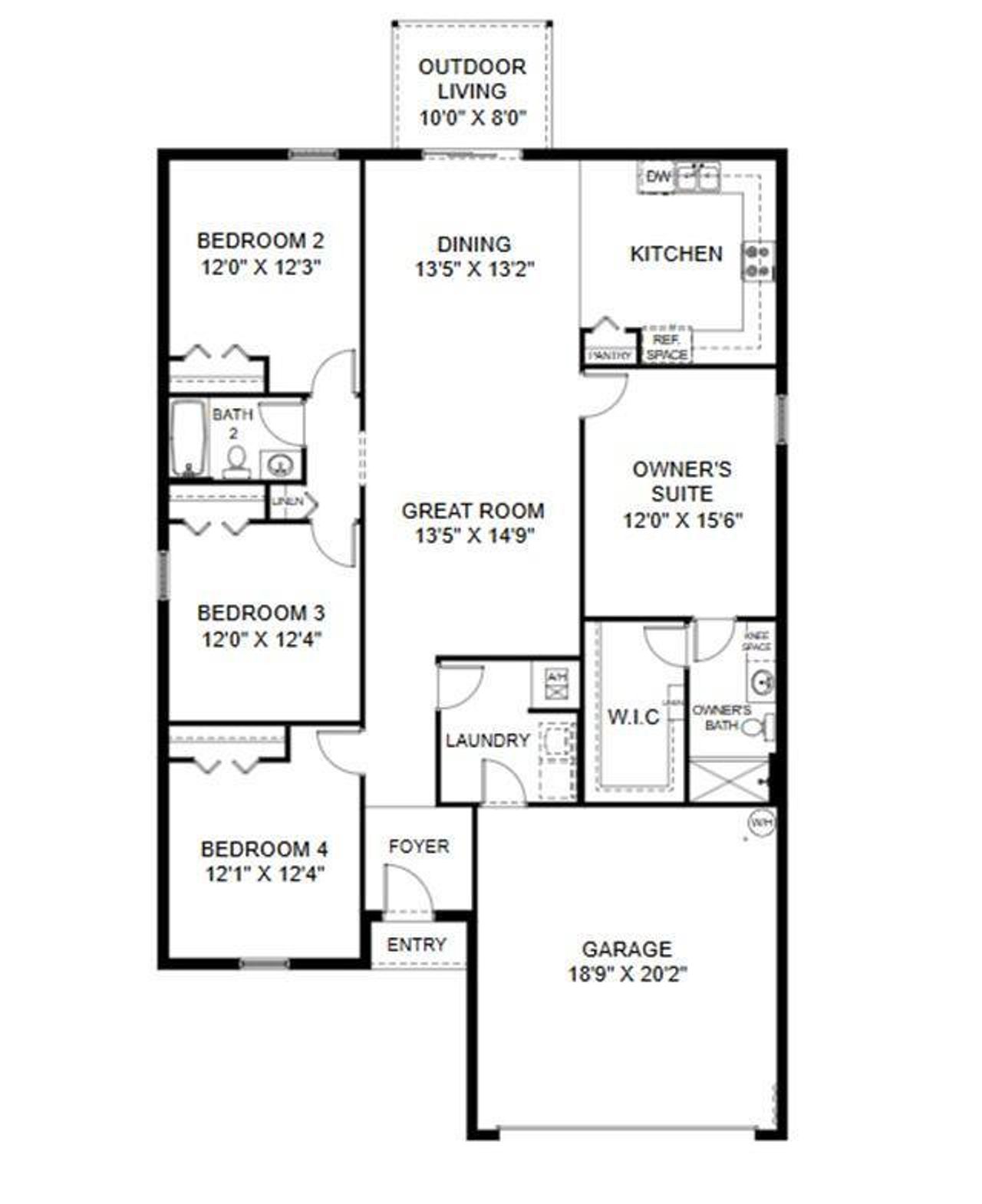 2D floor plan layout of this home in Mallard Landing, Okeechobee, FL (Image 2).
