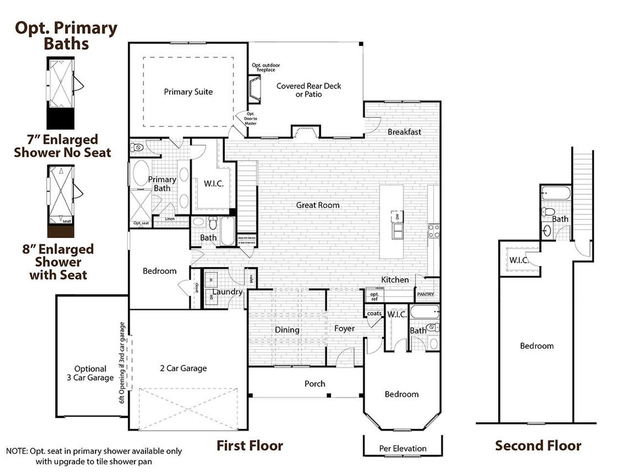 2D floor plan layout for the The Holiday Plan The Holiday by Creekside Home Builders Group in Hidden Fields, Hoschton, GA (Image 2).