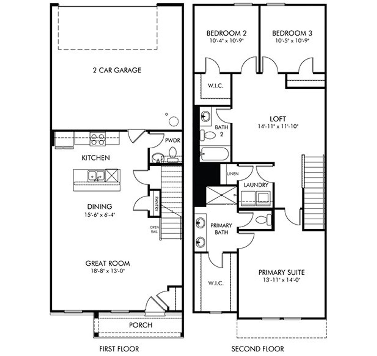 2D floor plan layout of this home in Avalon - Vista Series, Conyers, GA (Image 2).