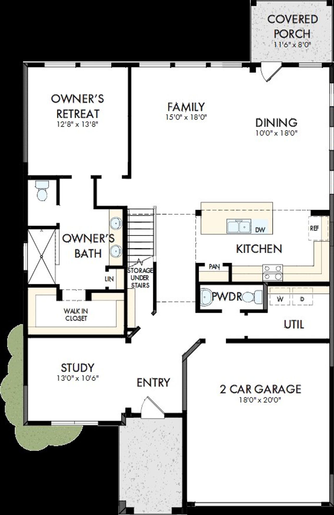 2D floor plan layout of this home in The Colony, Bastrop, TX (Image 2).