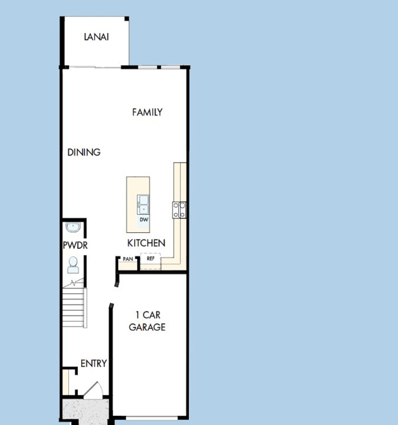 2D floor plan layout of this home in Waterset Townhomes, Apollo Beach, FL (Image 2).