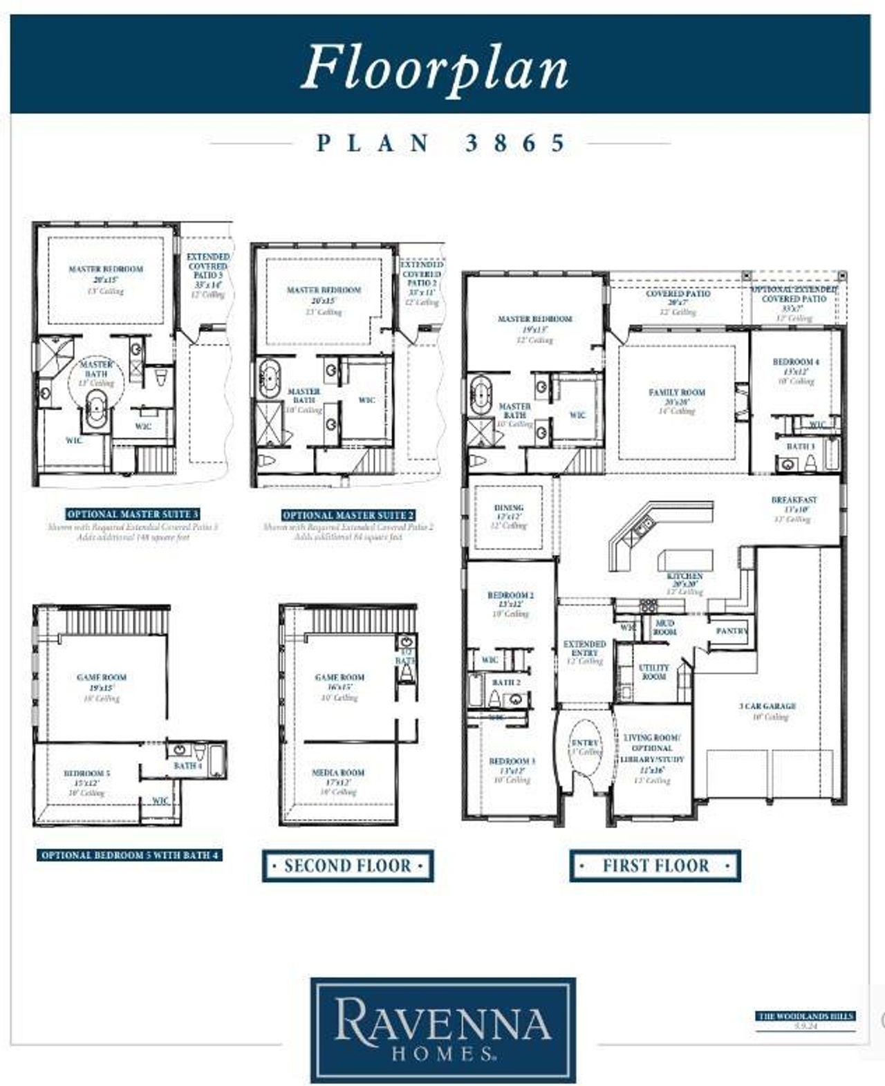 2D floor plan layout of this home in The Woodlands Hills 65′, Willis, TX (Image 2).