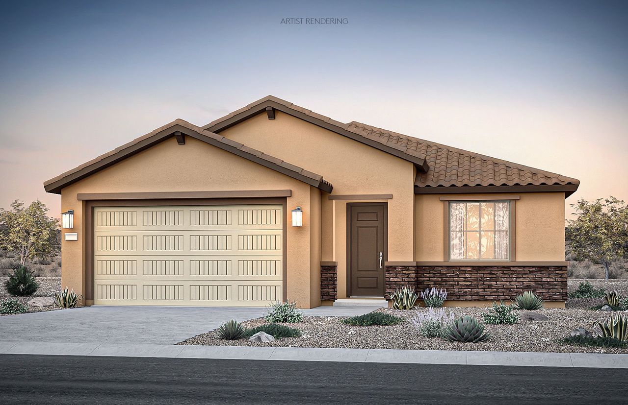 Front exterior of a new home in Alamar, Avondale, AZ, highlighting curb appeal (Image 2).