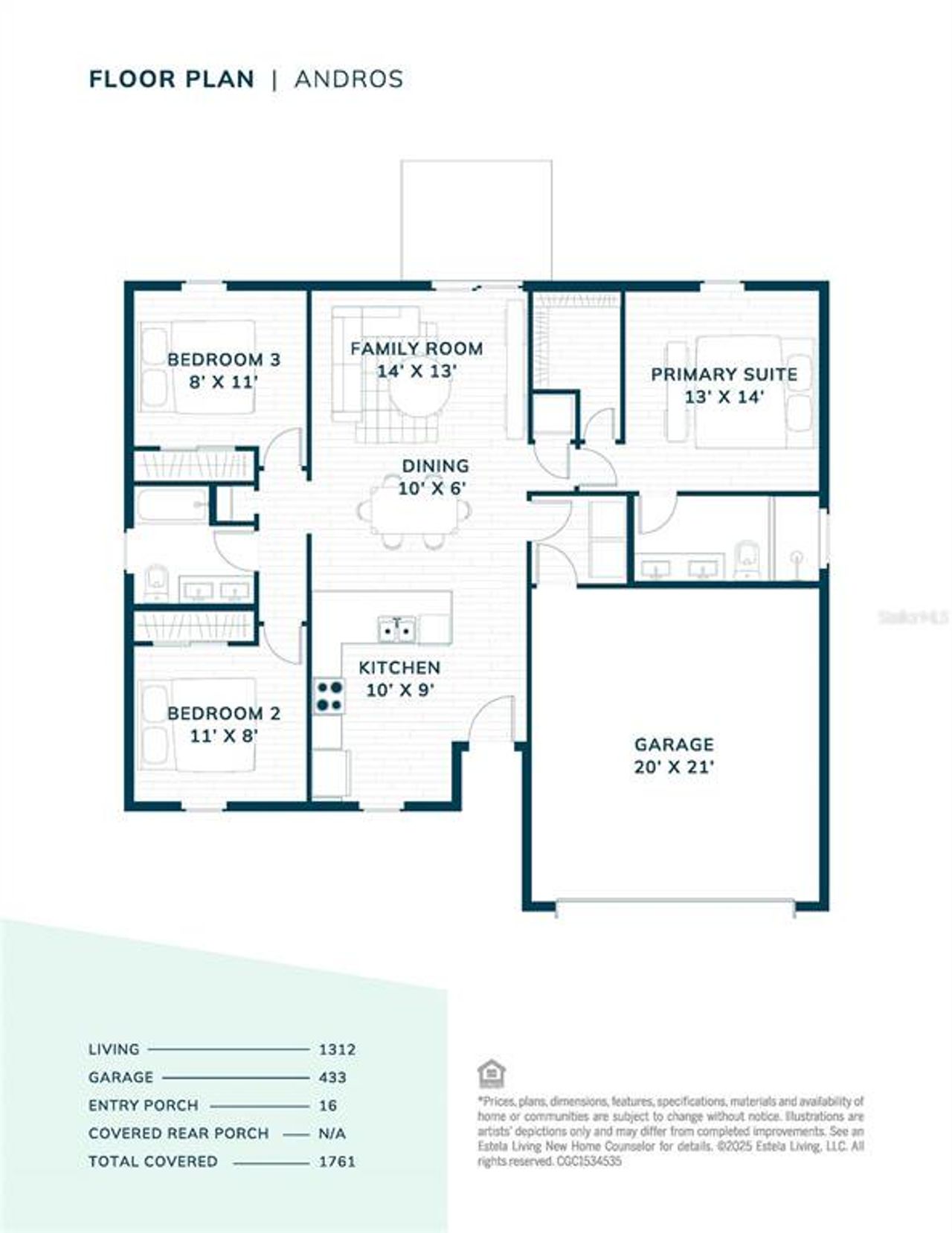 2D floor plan layout of this home in Palm Coast, Palm Coast, FL (Image 2).