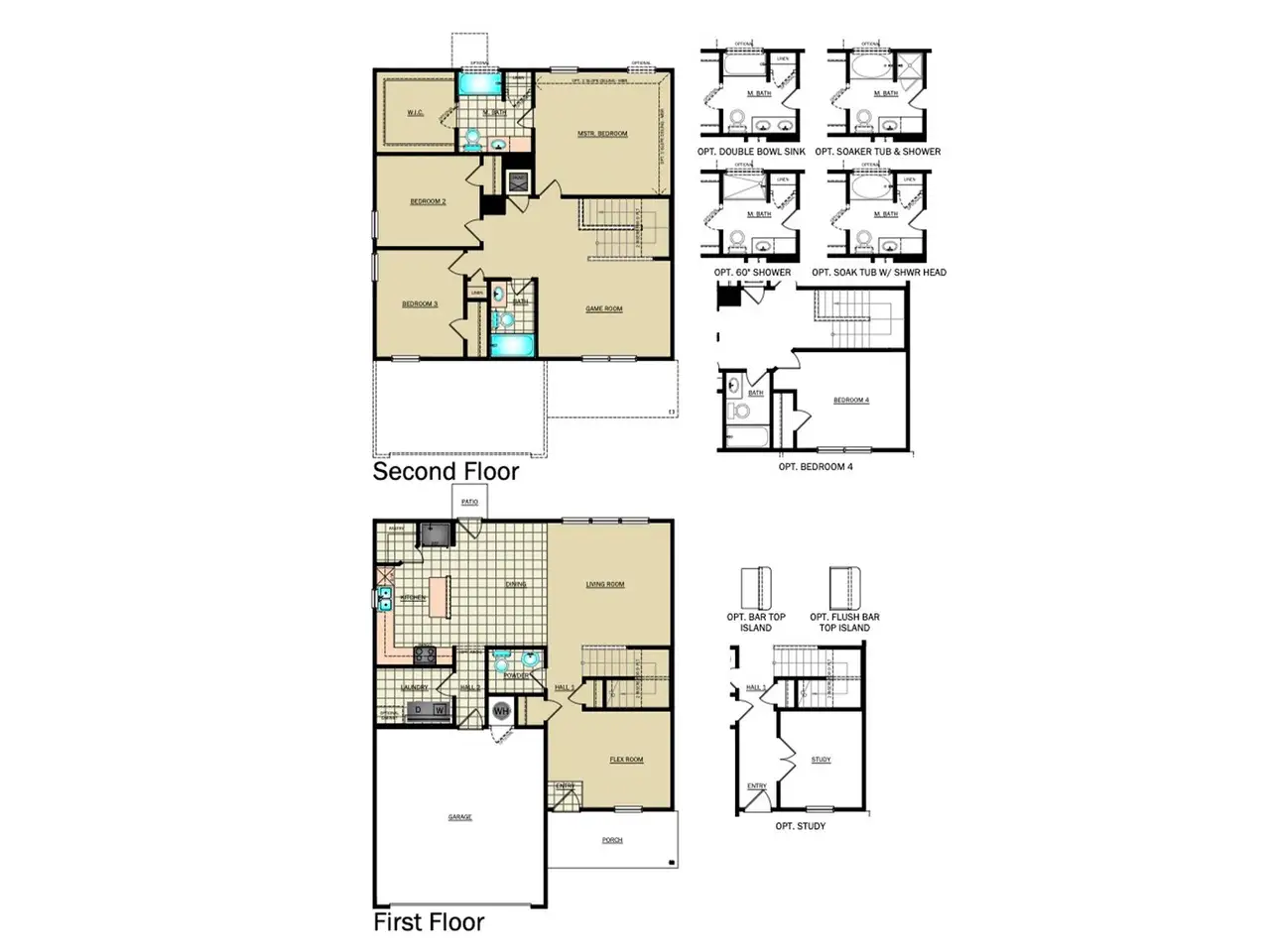 2D floor plan layout for the RC Springwood by Rausch Coleman Homes in Heritage Oaks, San Antonio, TX (Image 2). 2D floor plan layout for the RC Springwood by Rausch Coleman Homes in Heritage Oaks, San Antonio, TX (Image 2).