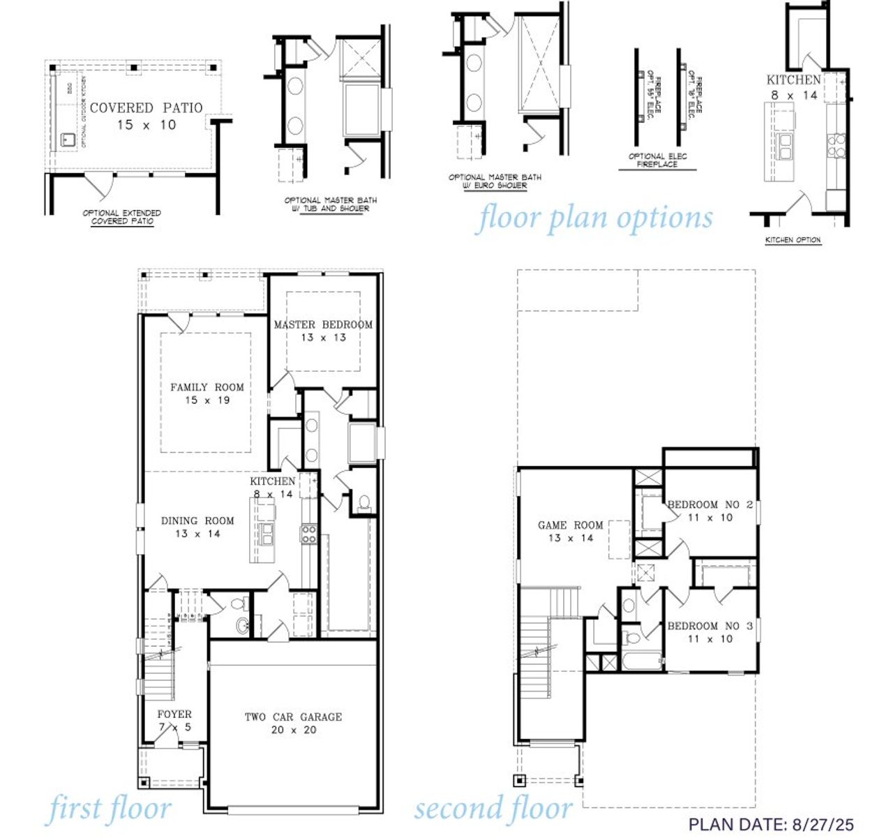 2D floor plan layout for the Sonora 2082 by J. Patrick Homes in Grange 40' Homesites, Katy, TX (Image 2).