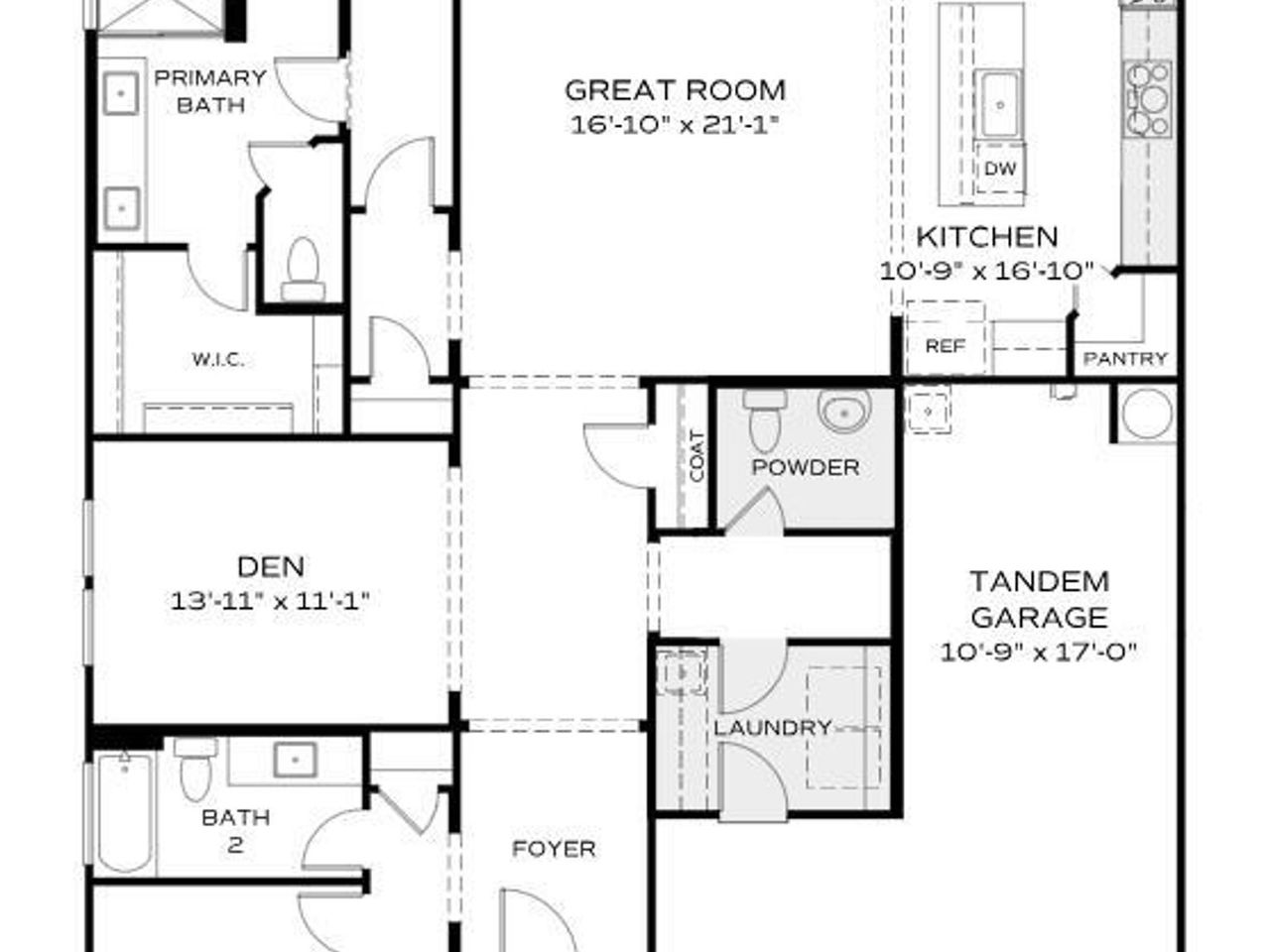 2D floor plan layout of this home in South Ranch Western Collection, Prescott, AZ (Image 2).