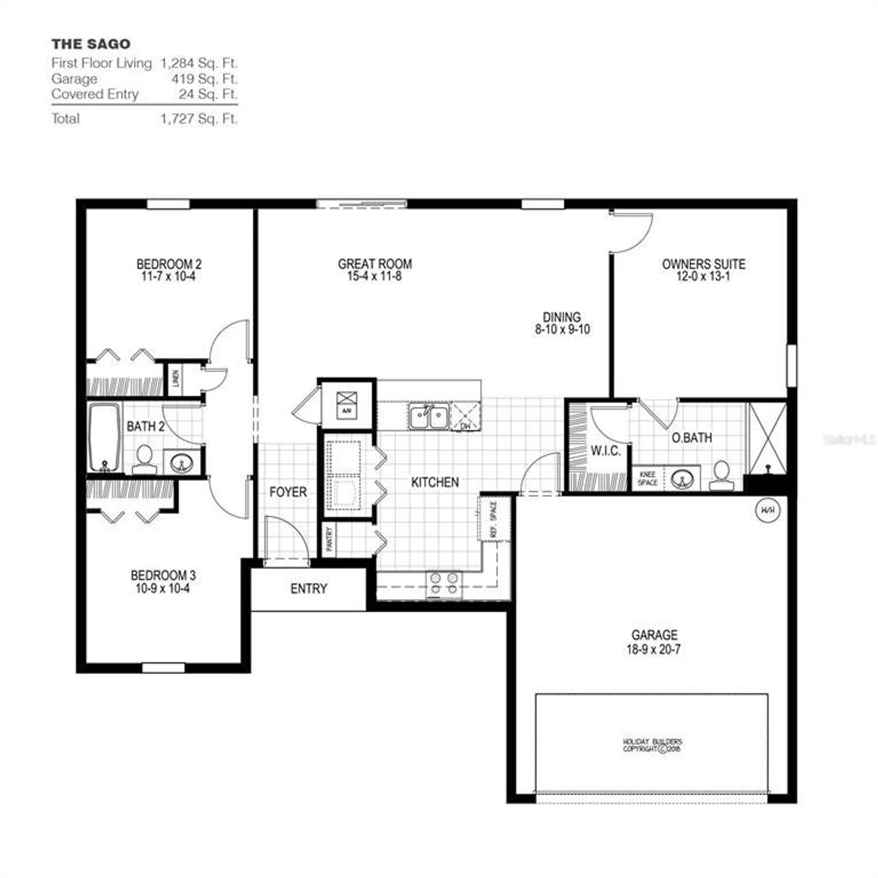 2D floor plan layout of this home in Palm Coast: Value Collection, Palm Coast, FL (Image 2).
