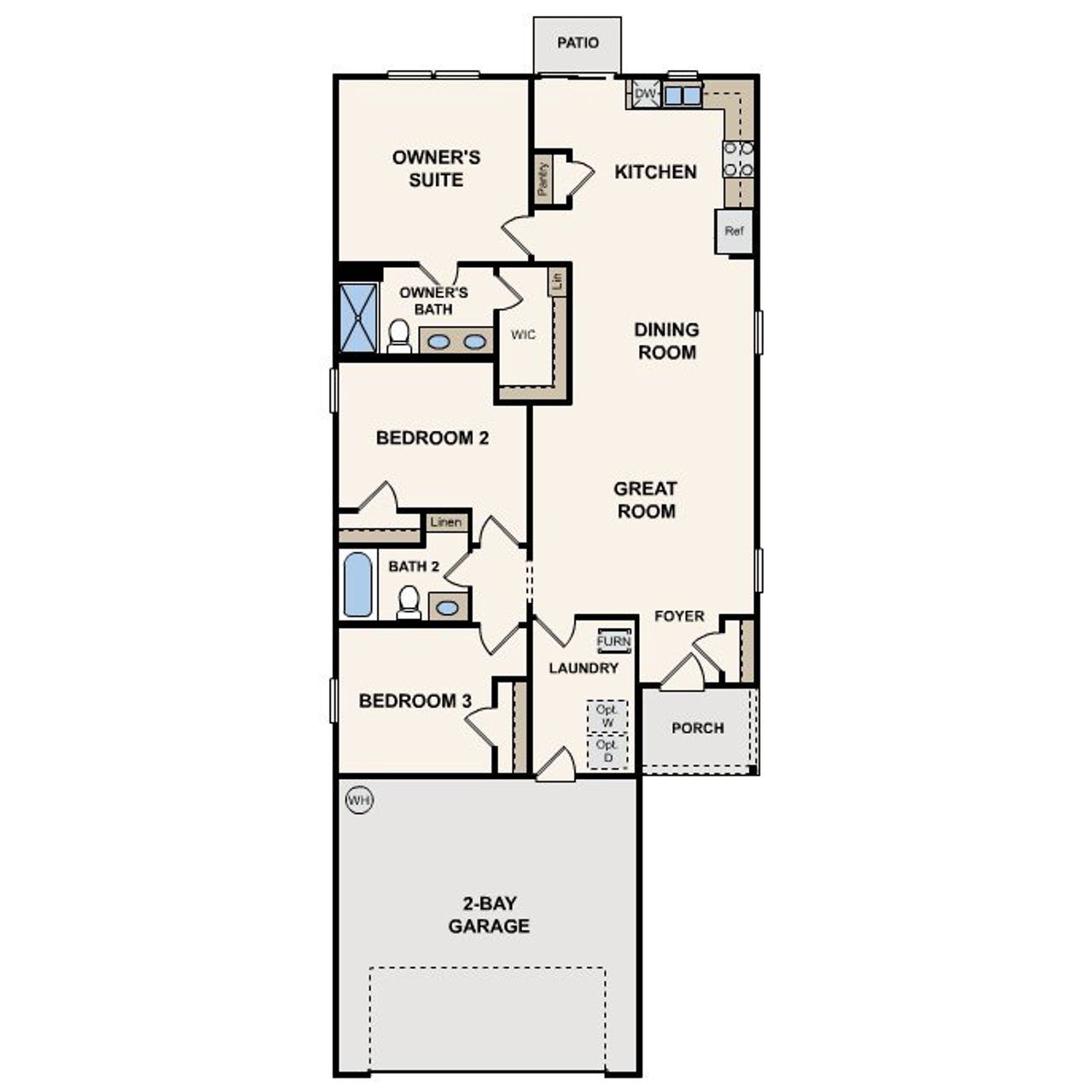 2D floor plan layout of this home in Moss Creek, Spartanburg, SC (Image 2).