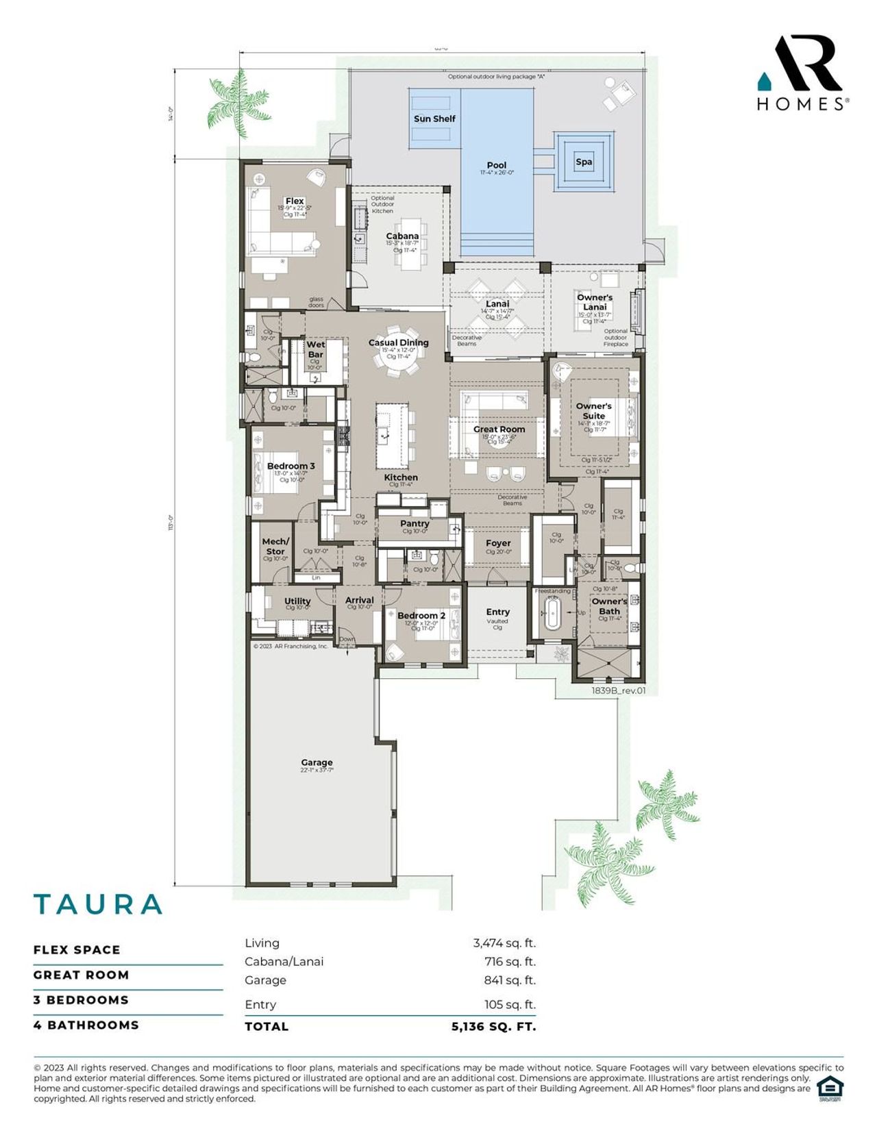 2D floor plan layout for the Taura by AR HOMES in Wild Blue at Waterside, Bradenton, FL (Image 2). 2D floor plan layout for the Taura by AR HOMES in Wild Blue at Waterside, Bradenton, FL (Image 2).
