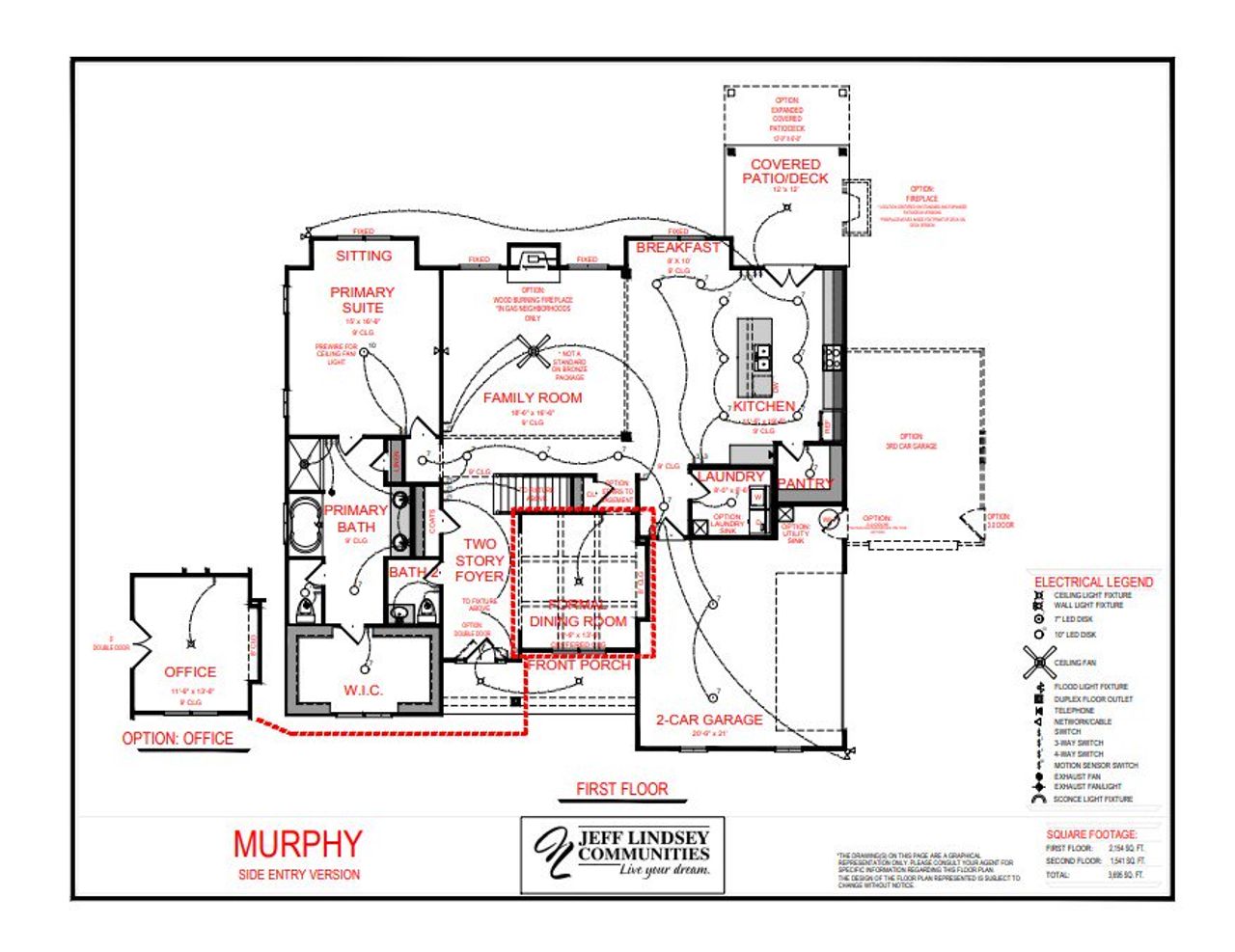 2D floor plan layout for the Murphy F by Jeff Lindsey Communities in Bernhard Farms, Fayetteville, GA (Image 2).