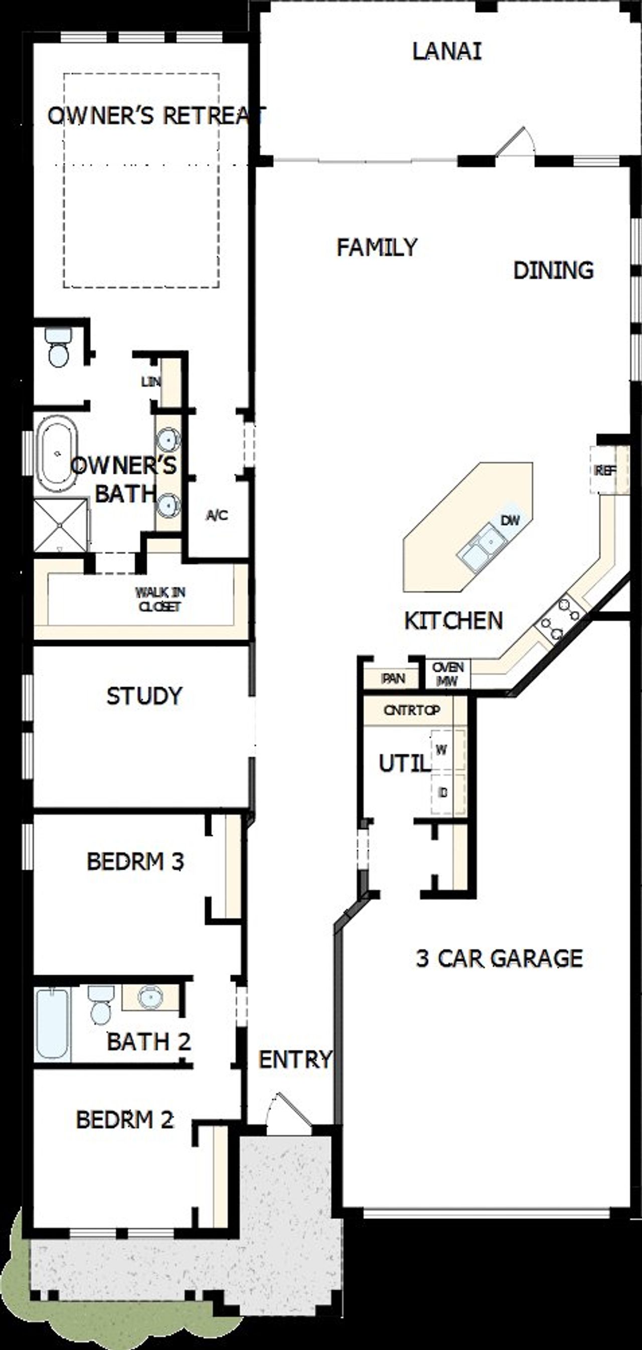 2D floor plan layout of this home in Emerald Landing at Waterside at Lakewood Ranch – Lake Series, Sarasota, FL (Image 2).