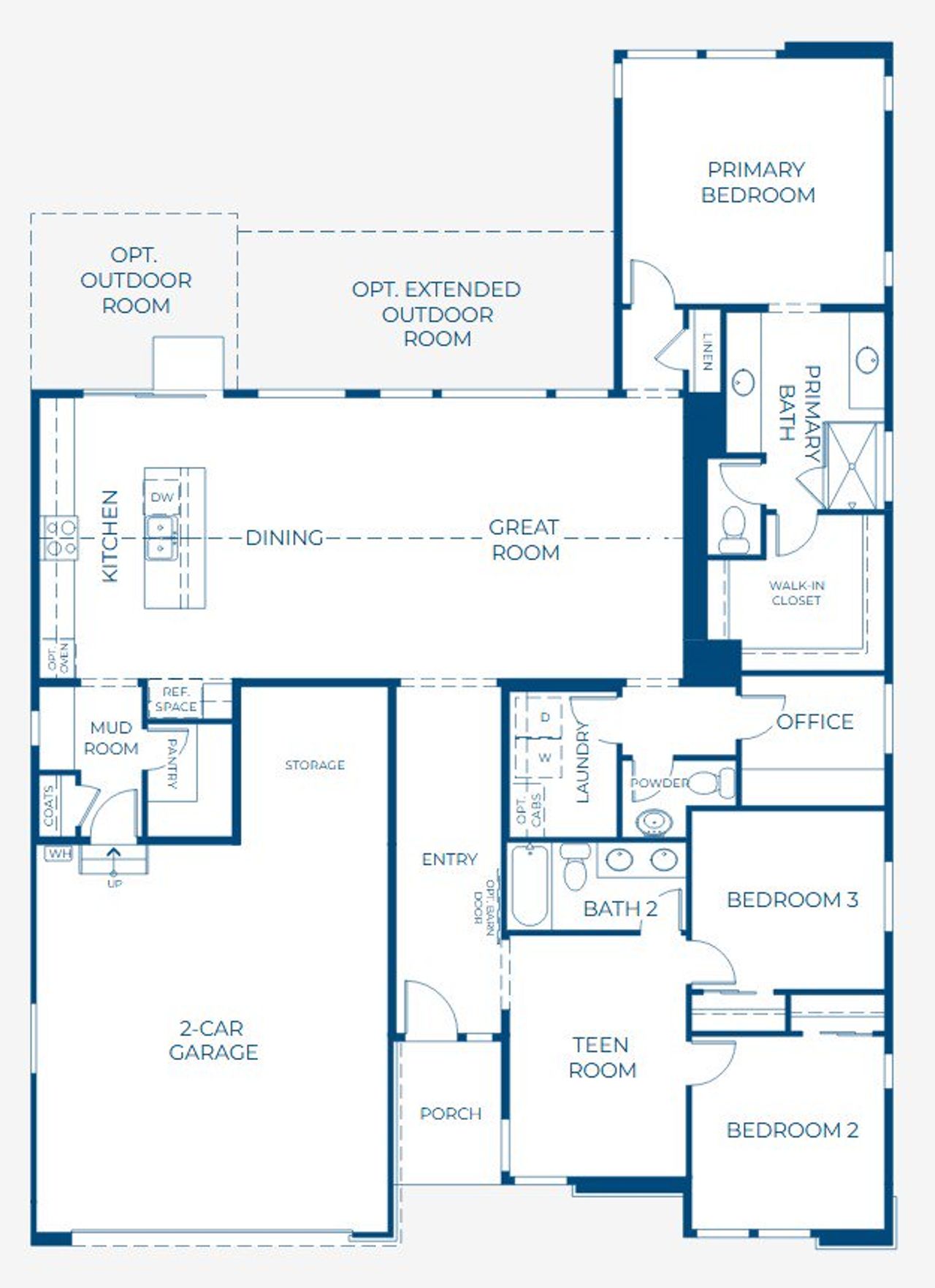 2D floor plan layout for the 4901 by Risewell Homes in The Aurora Highlands, Aurora, CO (Image 2).