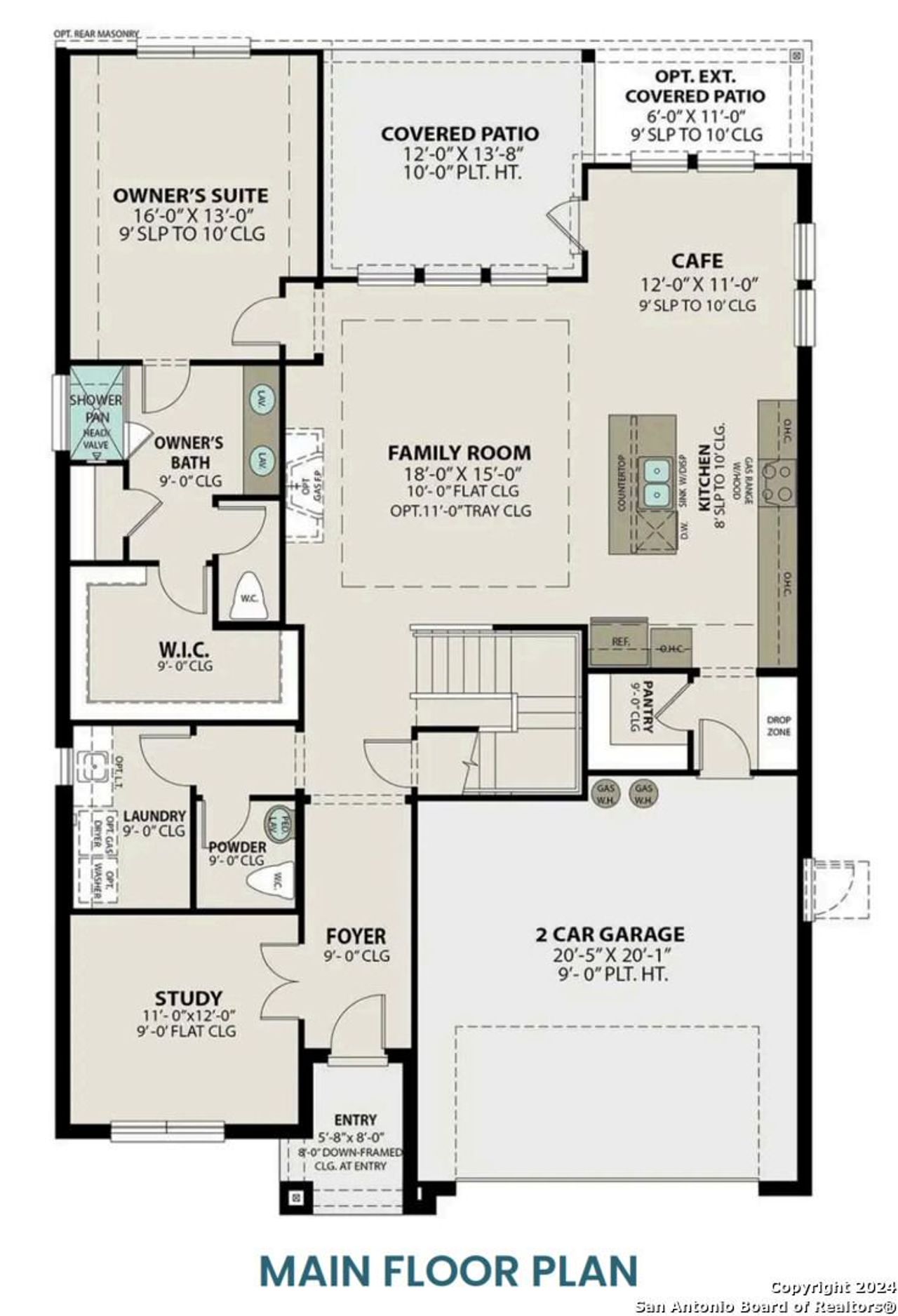 2D floor plan layout of this home in Hickory Ridge, San Antonio, TX (Image 2).