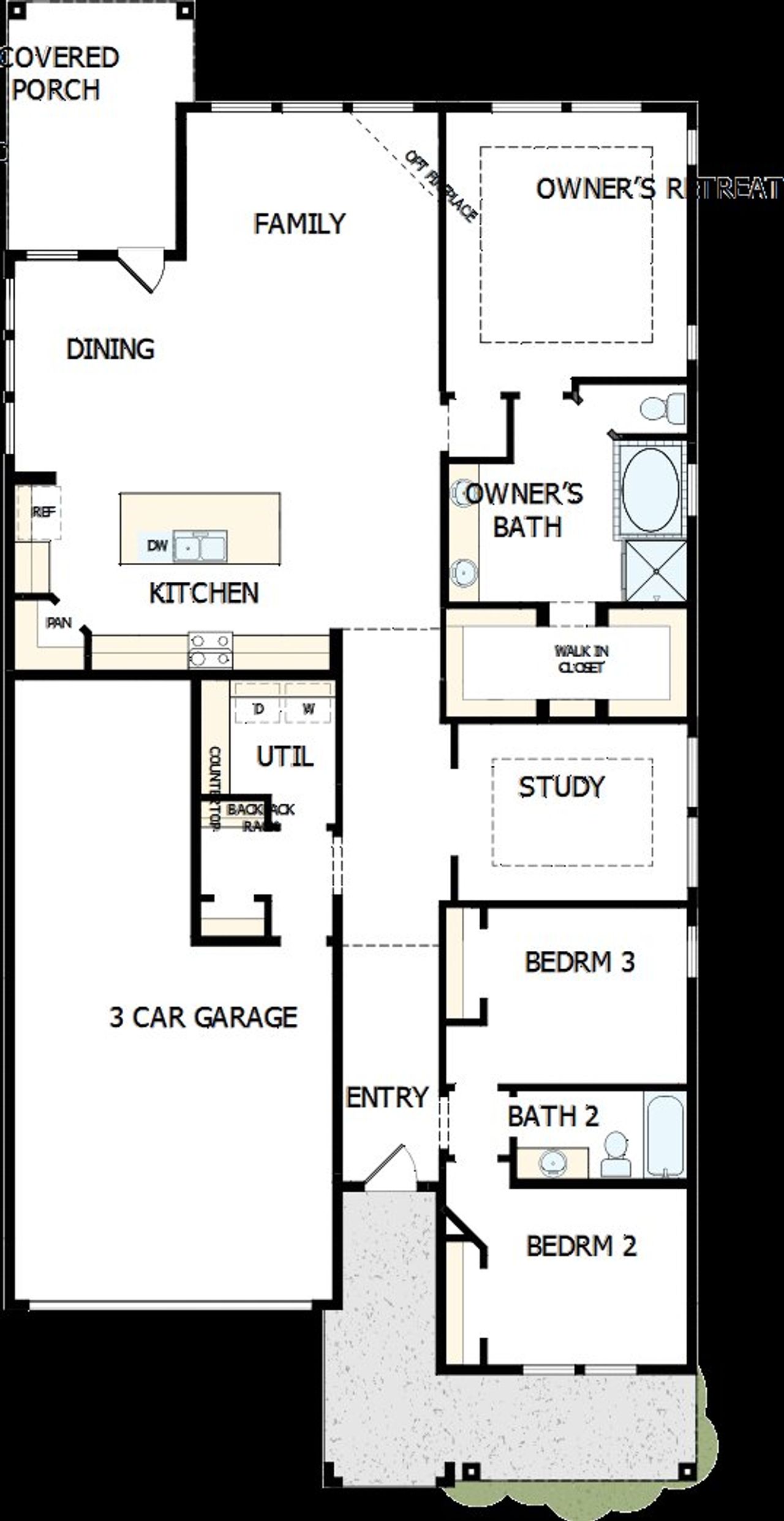 2D floor plan layout of this home in Headwaters 50' - Executive Series, Dripping Springs, TX (Image 2).