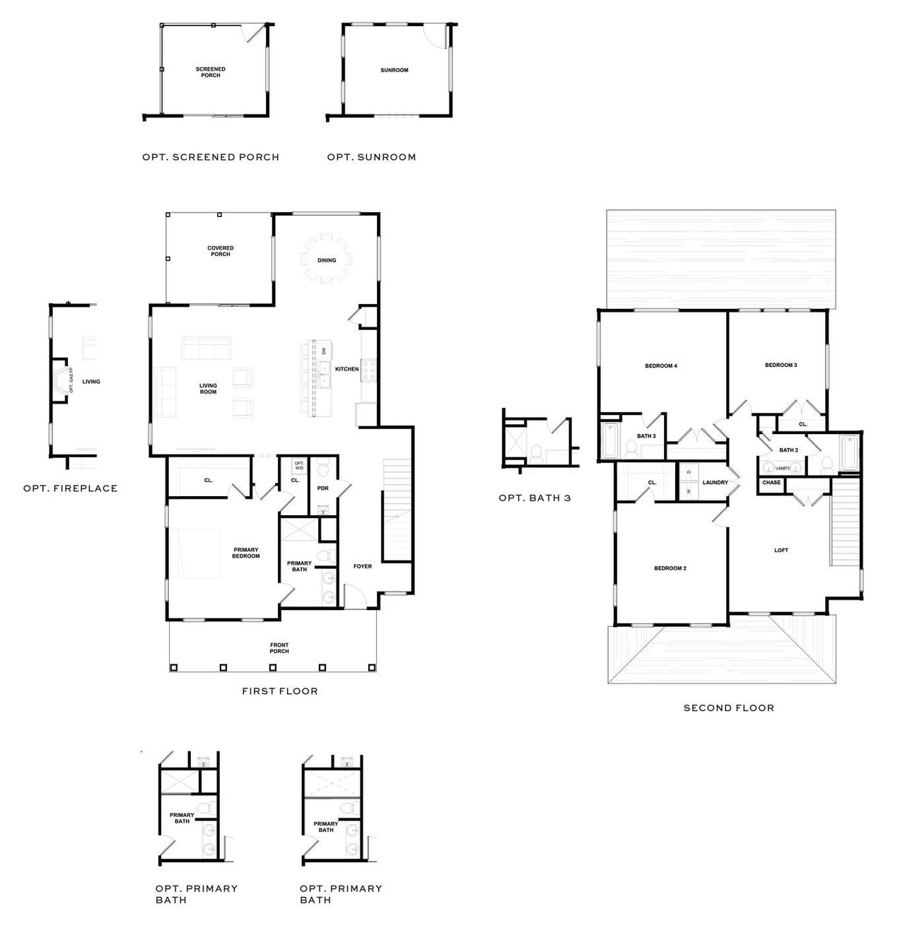 2D floor plan layout for the Wailer by New Leaf Builders in Vineyard Lakes, Johns Island, SC (Image 2).