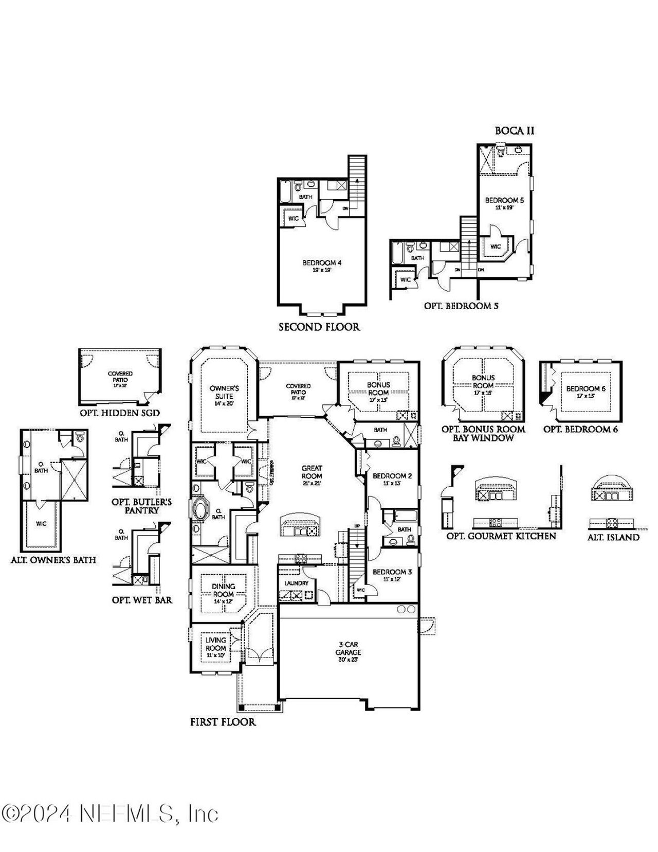 2D floor plan layout of this home in Silver Landing at SilverLeaf, St. Augustine, FL (Image 2).