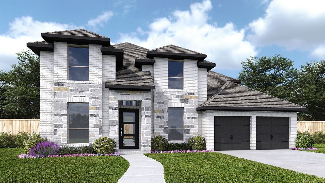 Representative exterior photo of a completed home built from the 3394W by Perry Homes in Landmark, Denton, TX (Image 2).