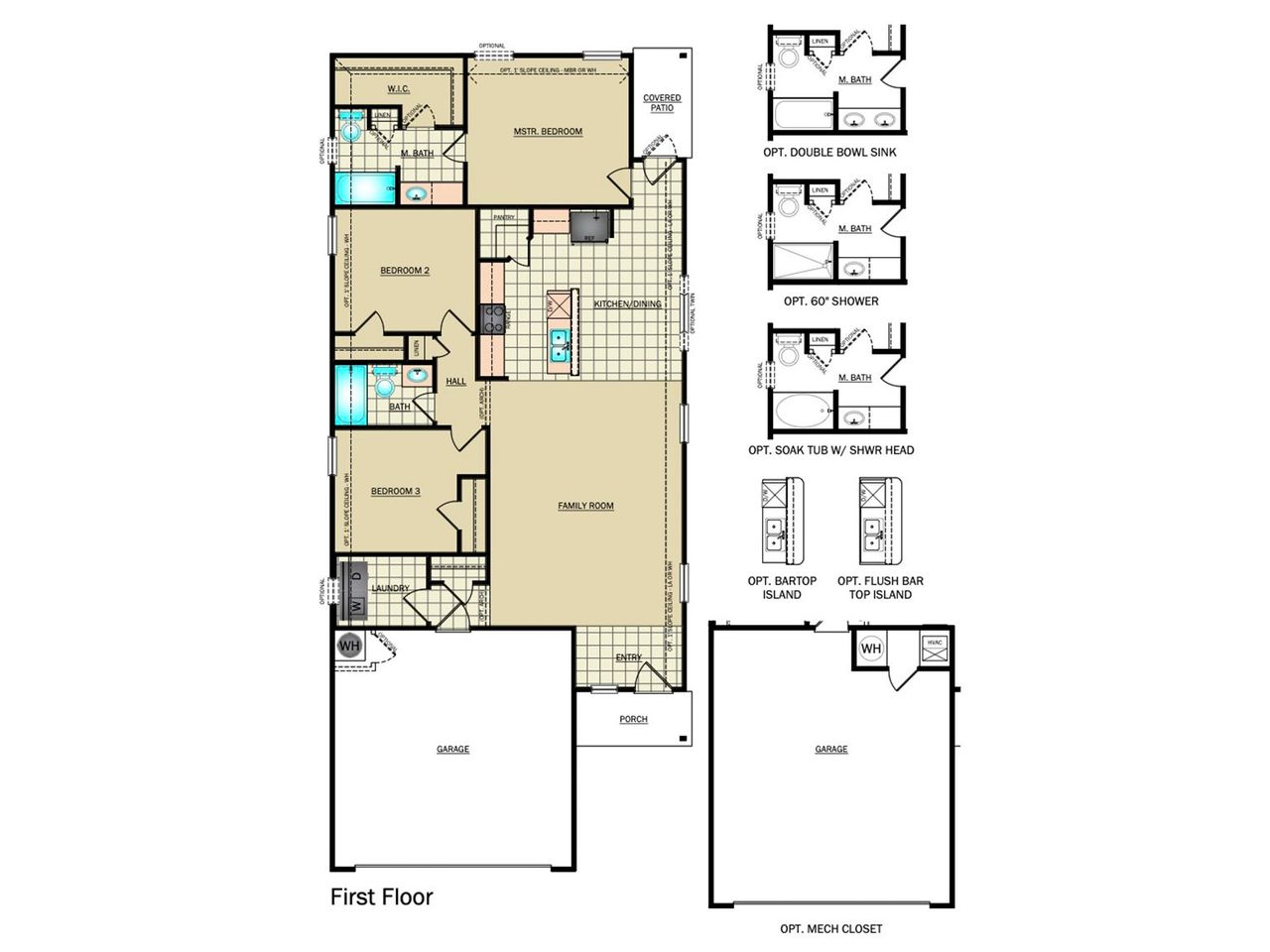 2D floor plan layout for the RC Mitchell by Rausch Coleman Homes in Heritage Oaks, San Antonio, TX (Image 2). 2D floor plan layout for the RC Mitchell by Rausch Coleman Homes in Heritage Oaks, San Antonio, TX (Image 2).