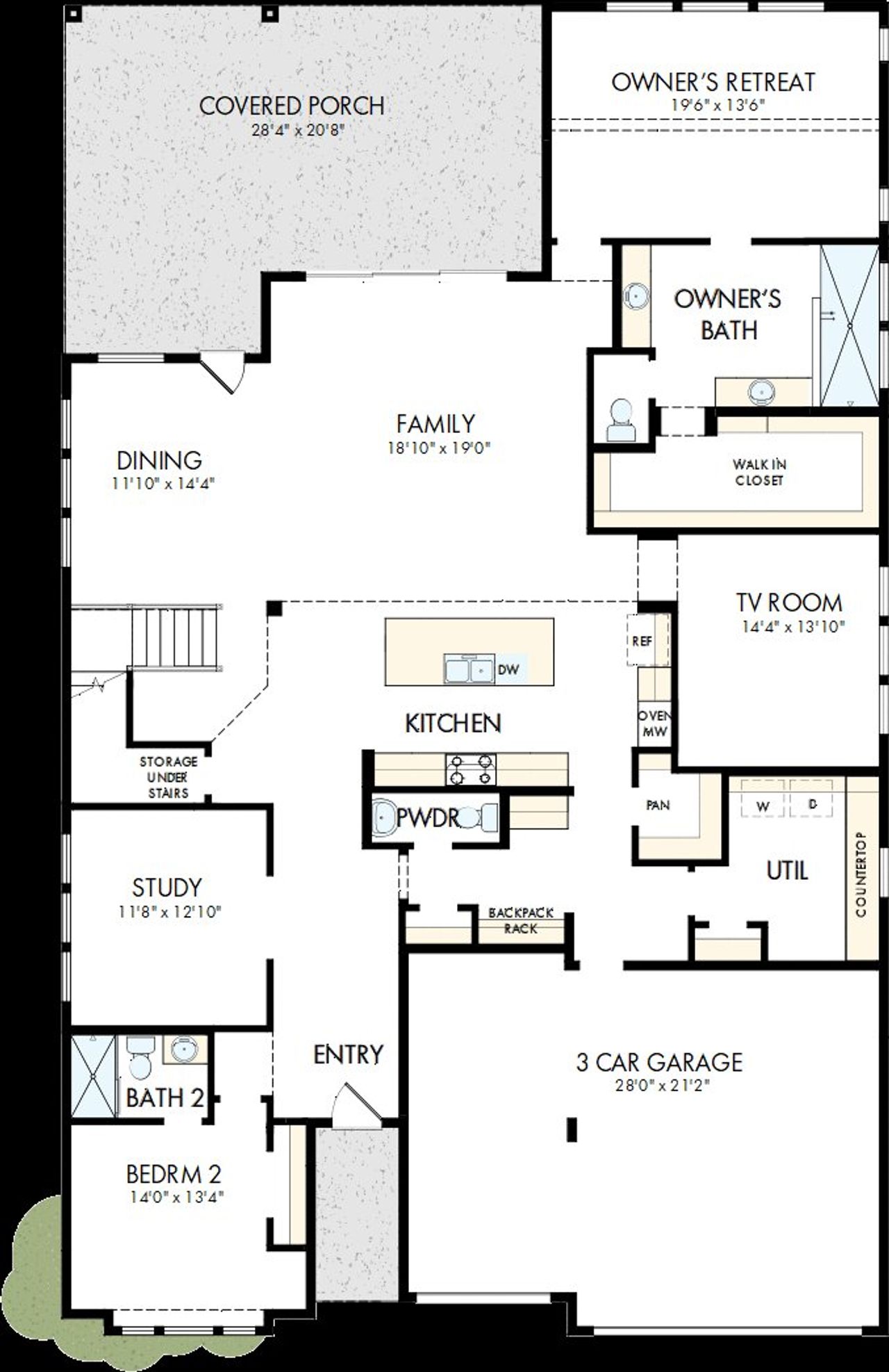 2D floor plan layout of this home in Wolf Ranch – West Bend, Georgetown, TX (Image 2).