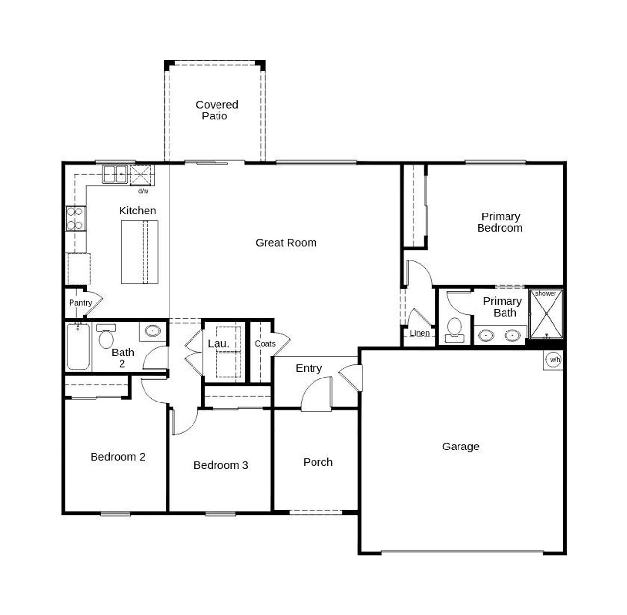 2D floor plan layout of this home in Entrada del Oro Classics, Gold Canyon, AZ (Image 2).