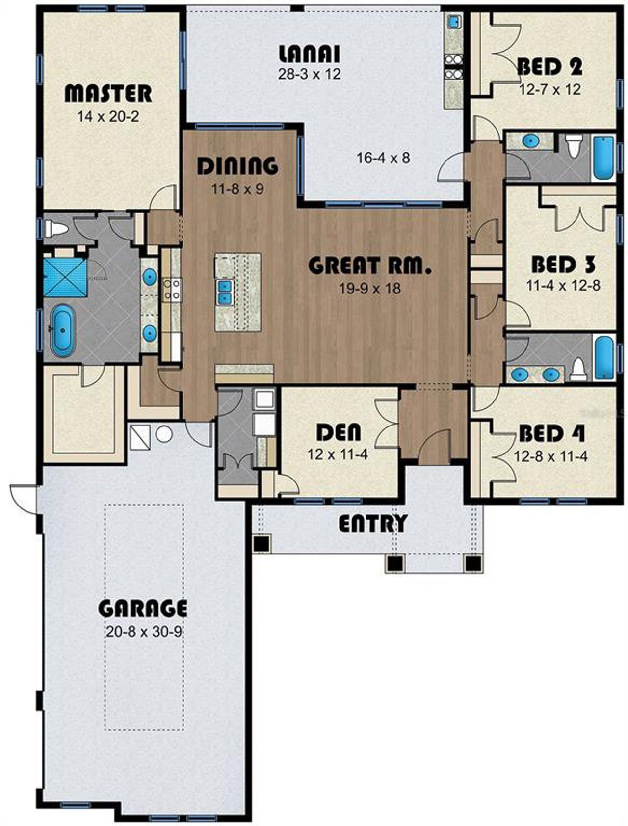 2D floor plan layout of this home in Stillwater Cove, Astatula, FL (Image 2).