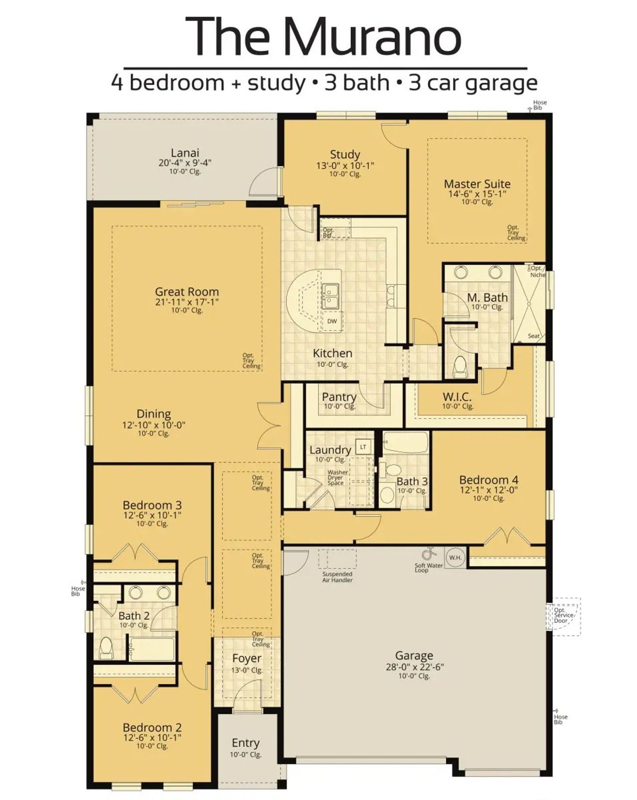2D floor plan layout for the Murano by Vitale Homes in Royal Highlands, Brooksville, FL (Image 2).