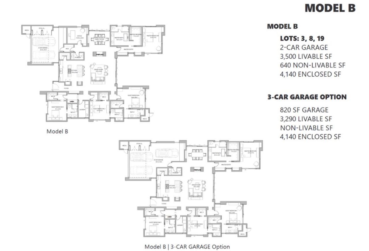 2D floor plan layout for the Model B by Sonora West Development, Inc. in Serene, Scottsdale, AZ (Image 2).