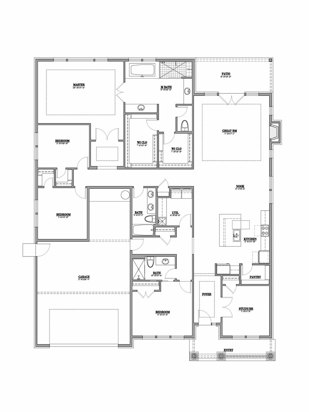2D floor plan layout for the Doyle by National Homebuilders in Blue Heron Estates, Mont Belvieu, TX (Image 2). 2D floor plan layout for the Doyle by National Homebuilders in Blue Heron Estates, Mont Belvieu, TX (Image 2).