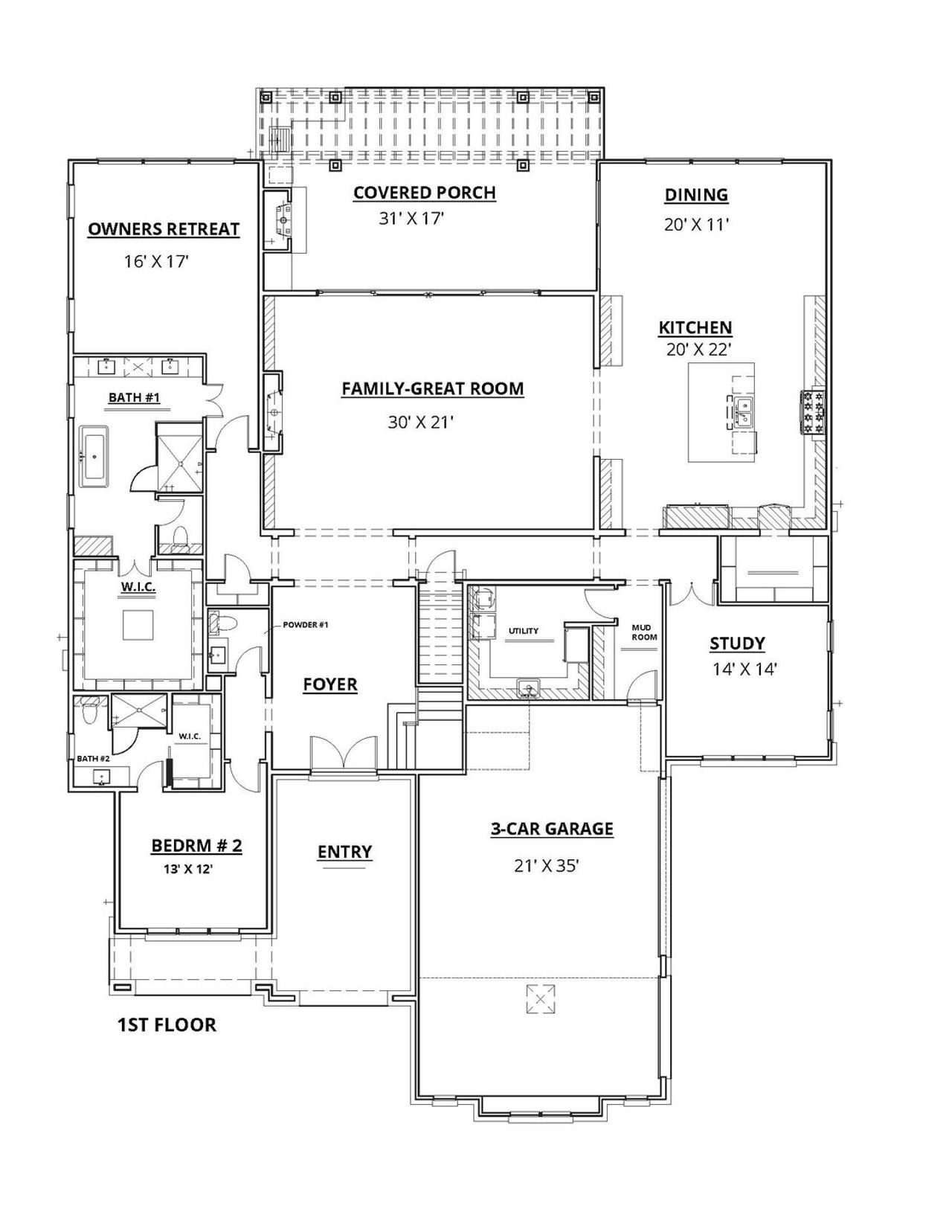 2D floor plan layout of this home in The Resort on Eagle Mt. Lake, Fort Worth, TX (Image 2).