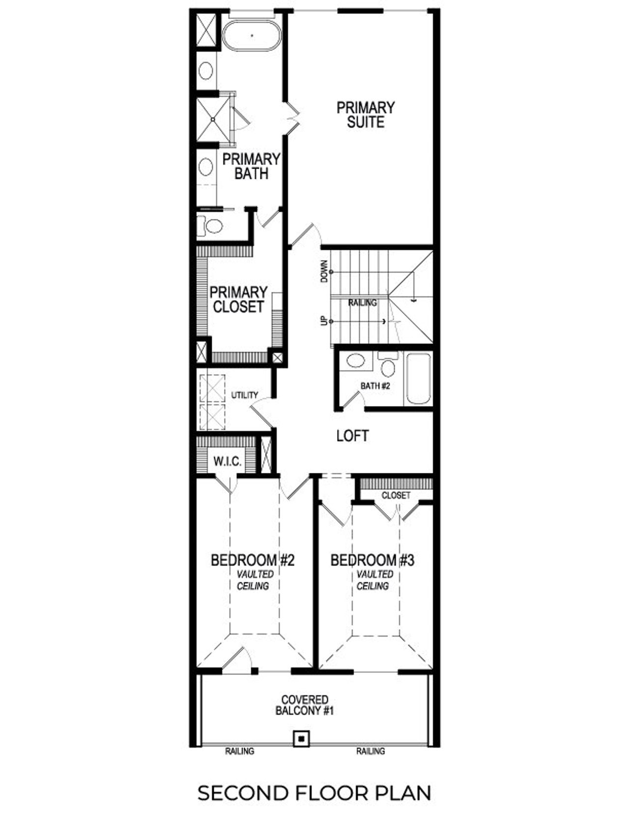 2D floor plan layout of this home in The Abbey at Mercer Crossing, Farmers Branch, TX (Image 2).