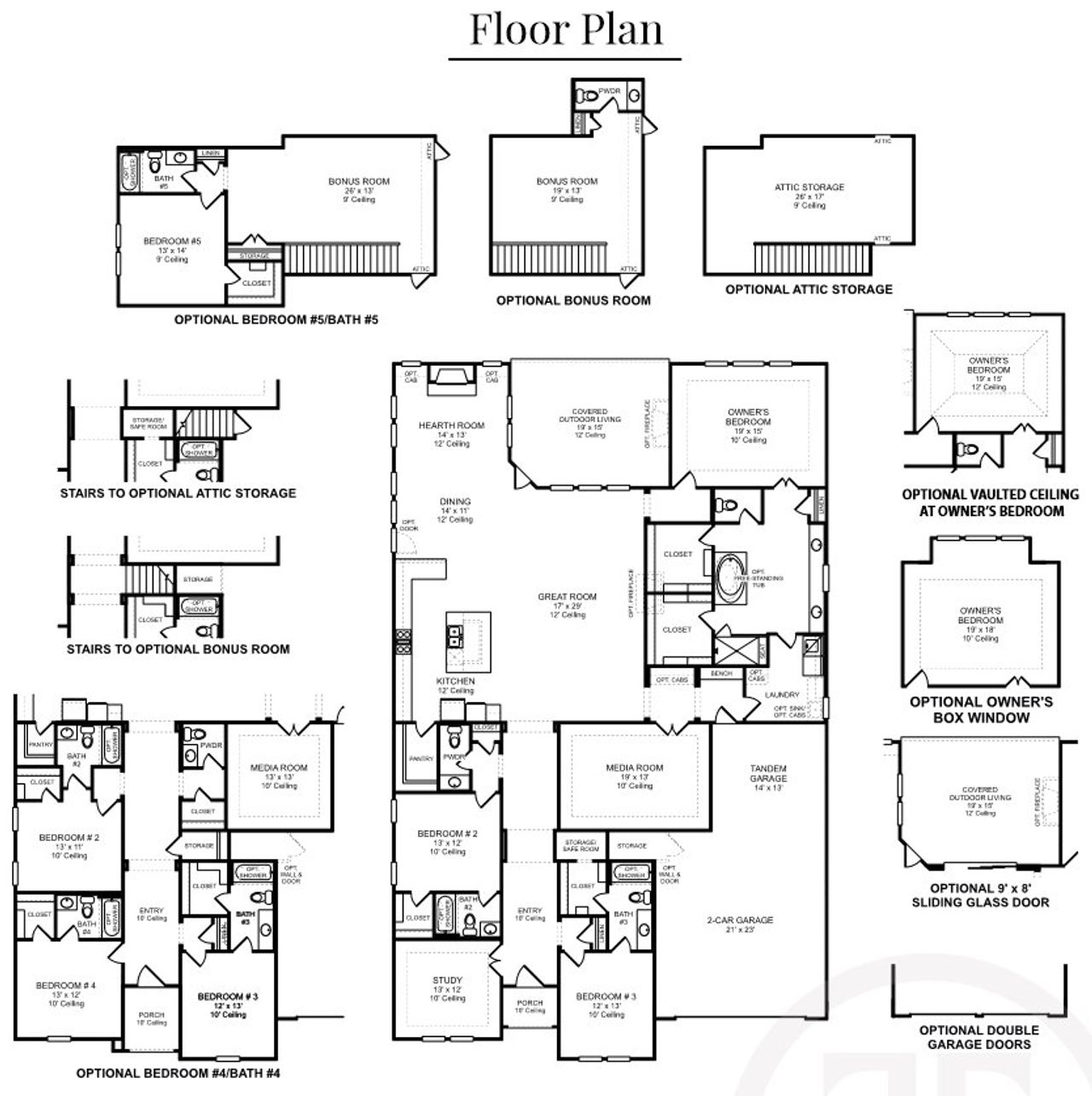 2D floor plan layout for the Plan 5541 by Tradition Homes in Windsong Ranch – 71′, Prosper, TX (Image 2).