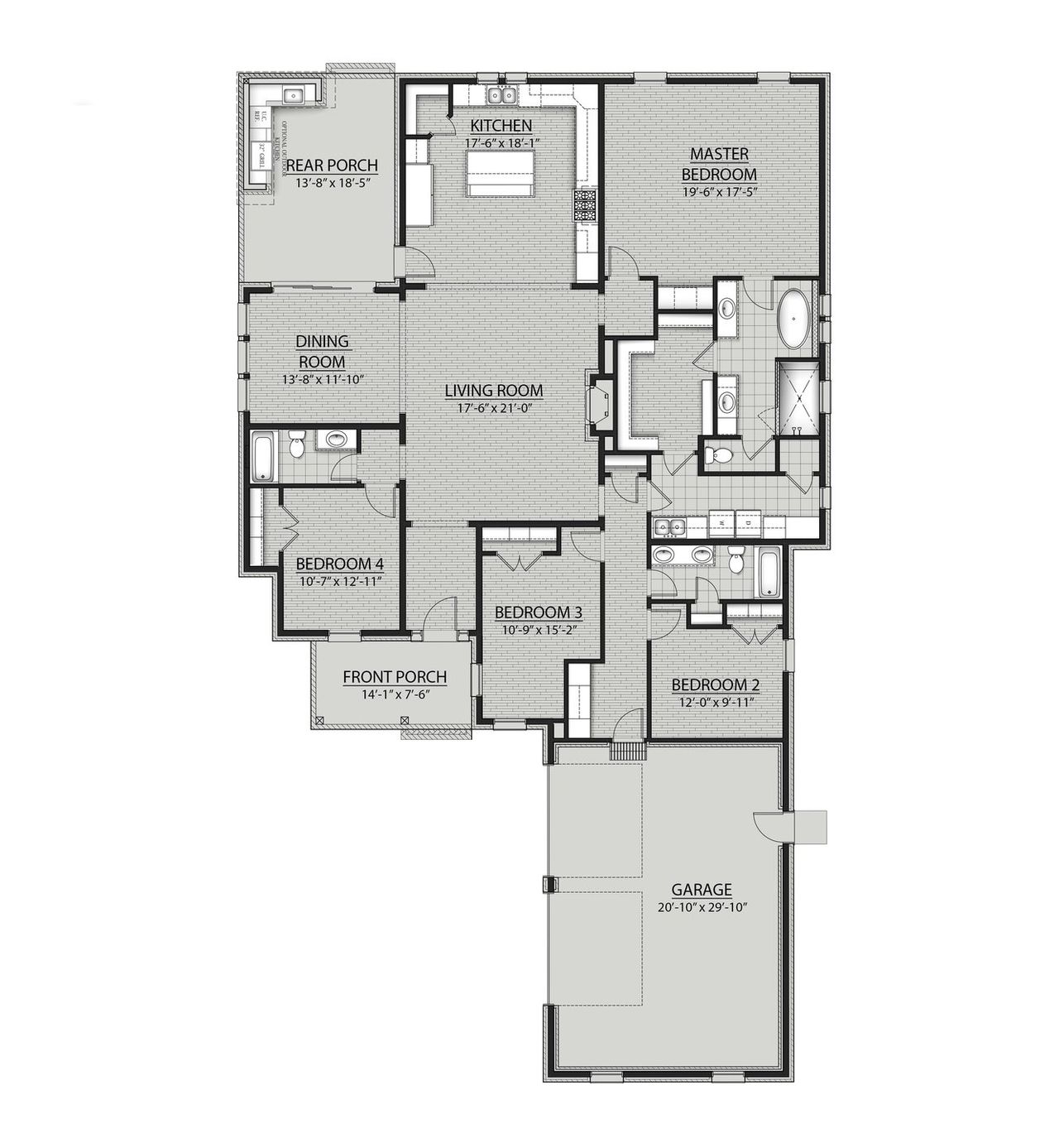 2D floor plan layout for the Harvey II G by DSLD Homes in Steamboat Landing at Hammock Bay, Freeport, FL (Image 2).