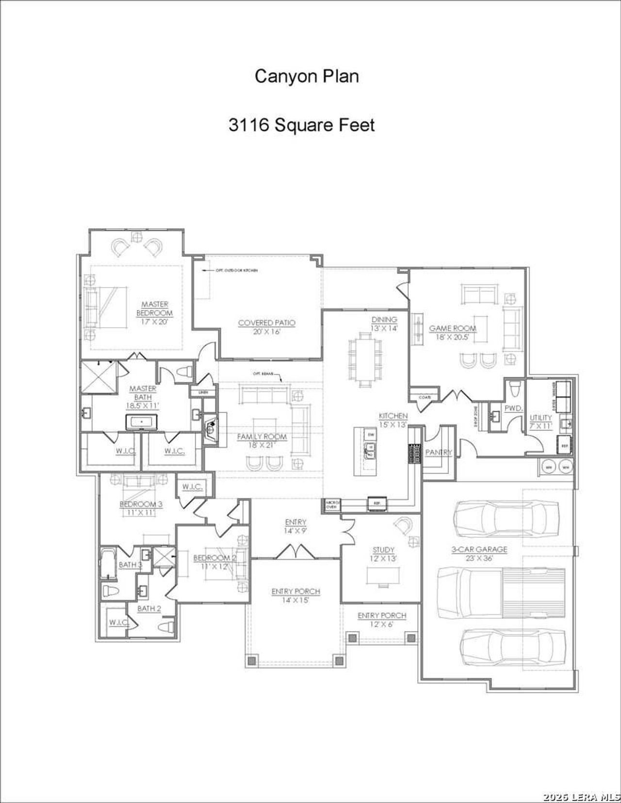 2D floor plan layout of this home in Paradise on the Guadalupe, Canyon Lake, TX (Image 2).