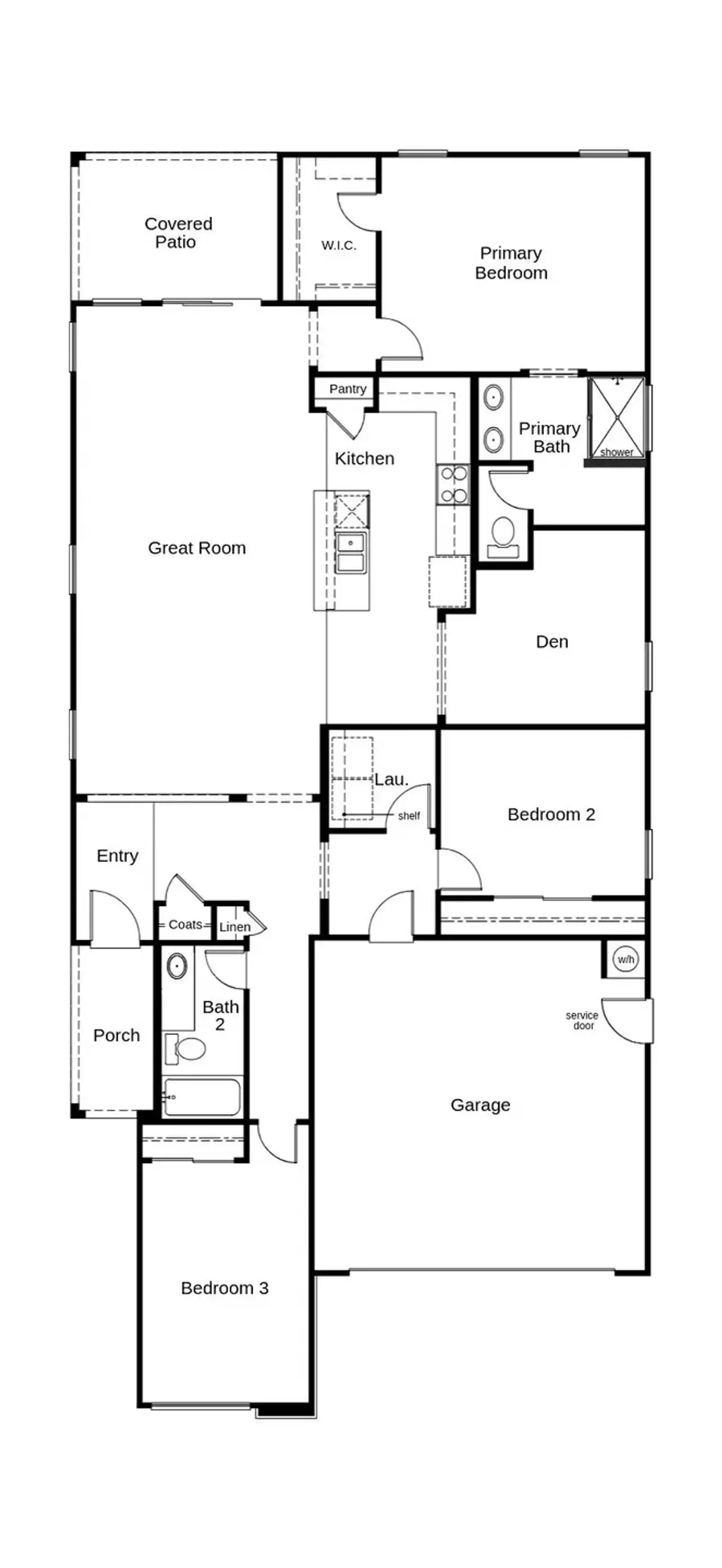 2D floor plan layout of this home in The Traditions at Teravalis, Buckeye, AZ (Image 2).