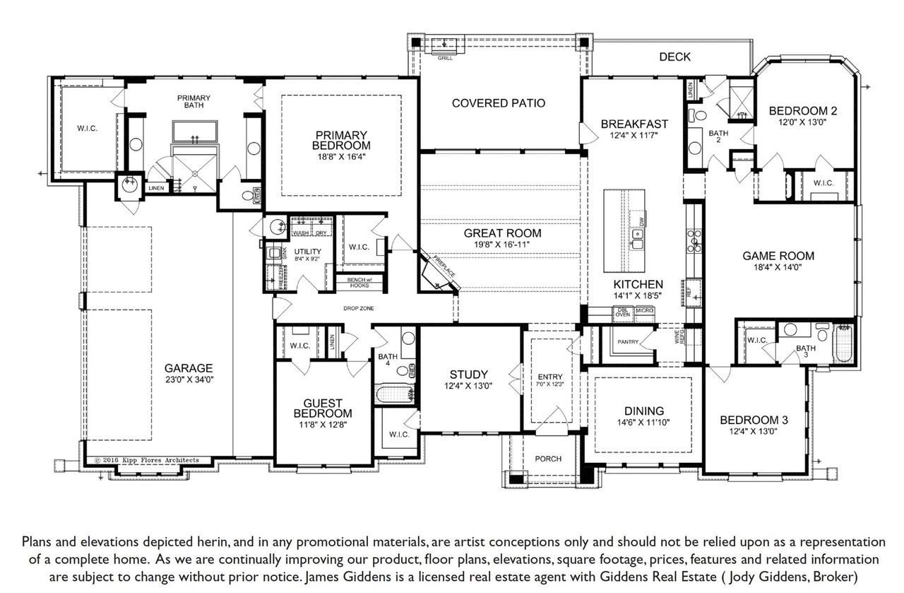 2D floor plan layout of this home in Clearwater Ranch, Liberty Hill, TX (Image 2).