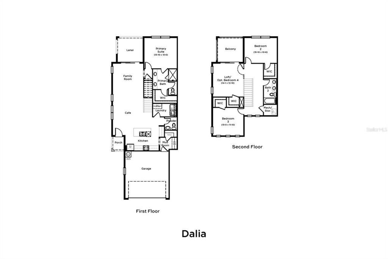 2D floor plan layout of this home in Lagoon Residences at Epperson, Wesley Chapel, FL (Image 2).