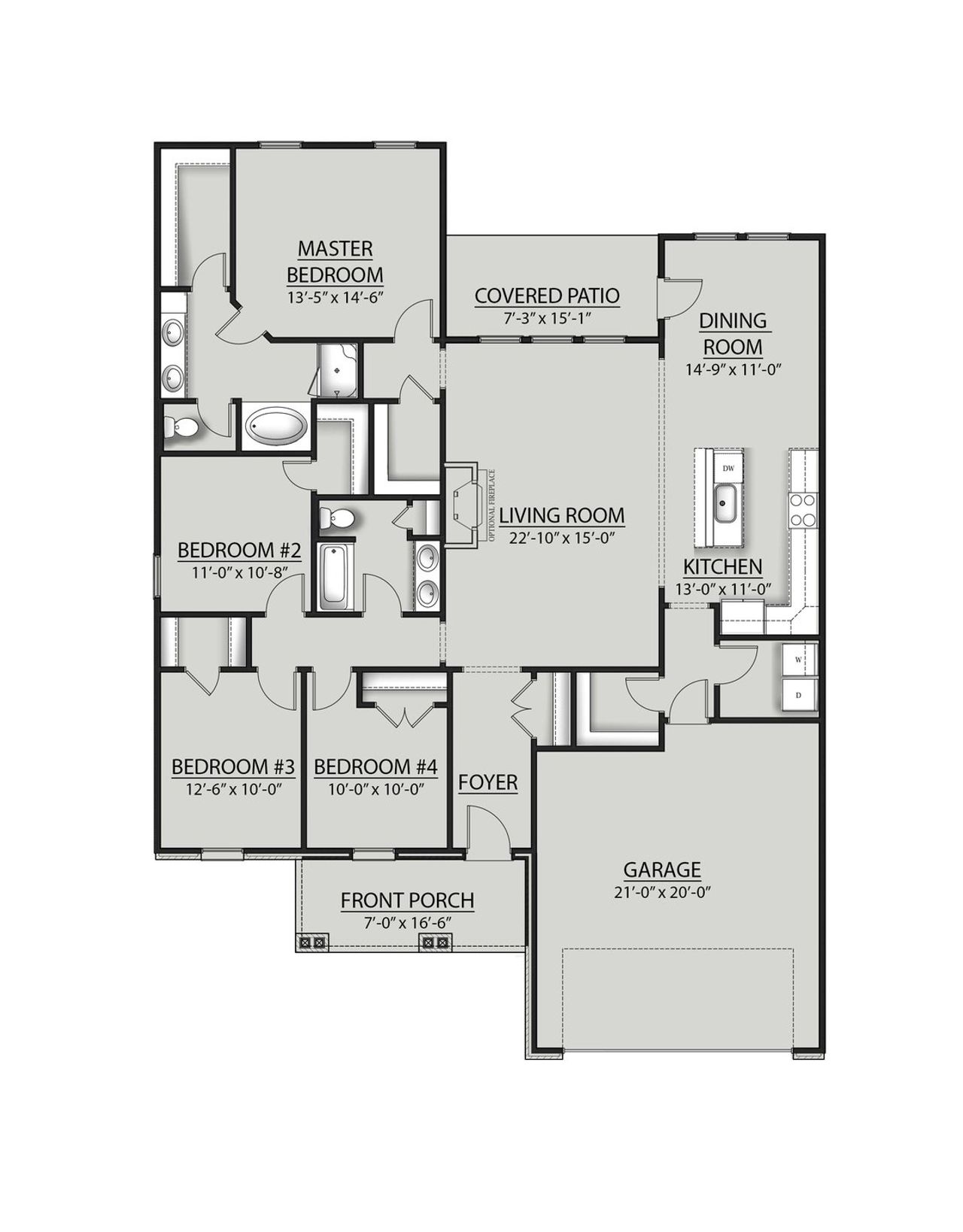 2D floor plan layout for the Royal IV G by DSLD Homes in Eagle Pointe, Pensacola, FL (Image 2).