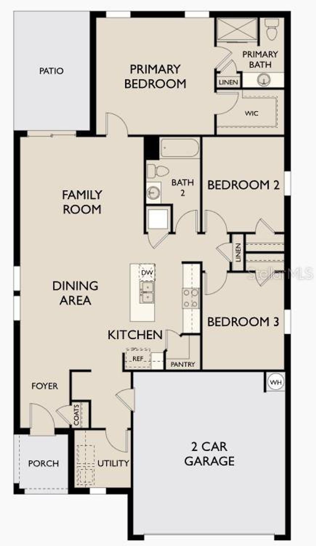 2D floor plan layout of this home in Hawks Run, Kissimmee, FL (Image 2).